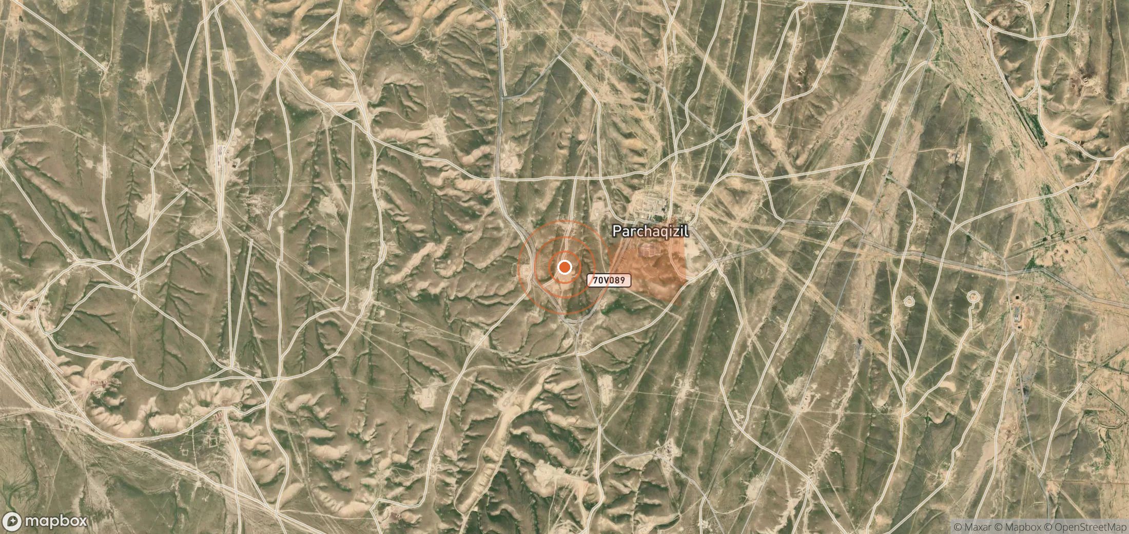 Mapa satelital de plumas de metano en Uzbekistán
