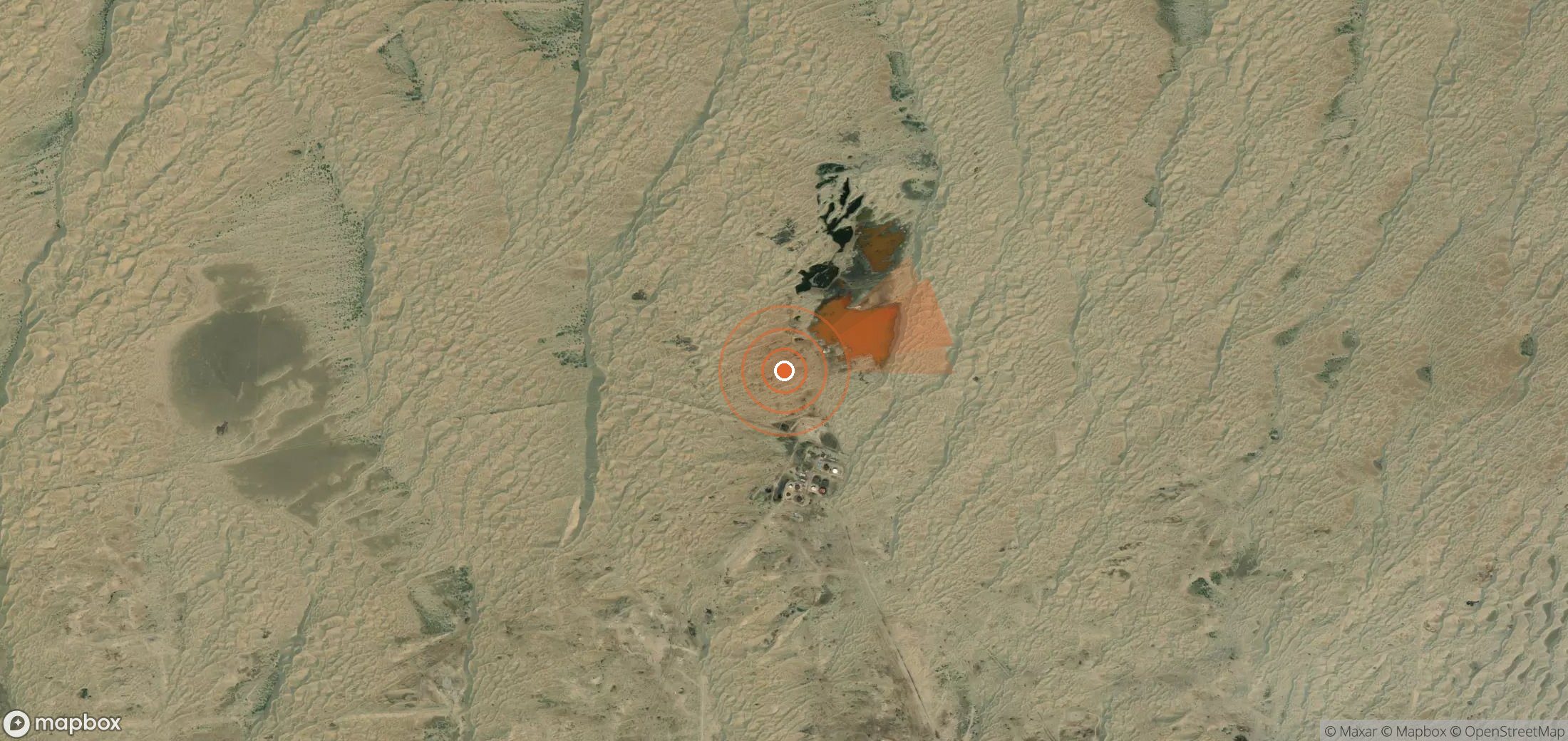Satellite map of methane plume locations in Turkmenistan
