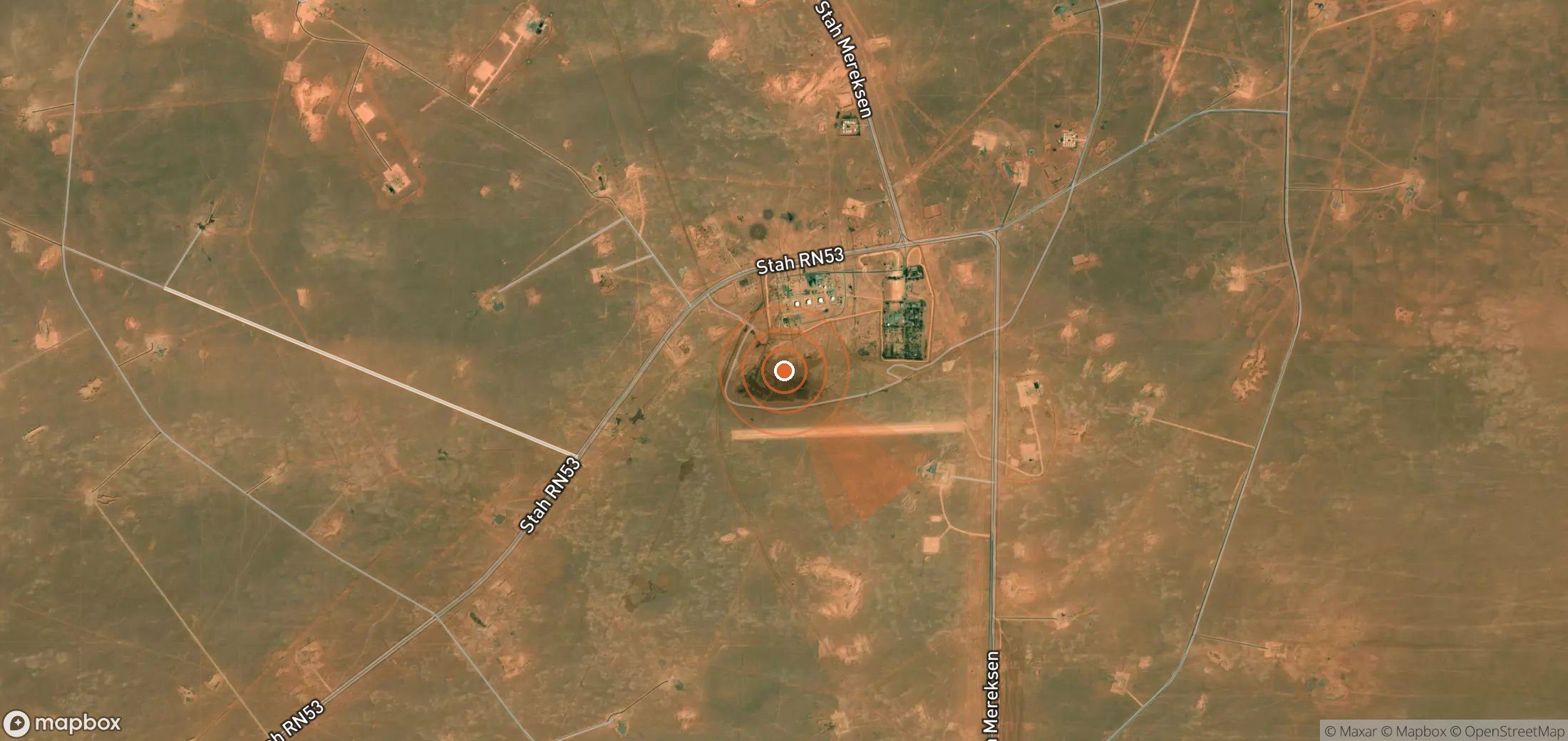 Satellite map of methane plume locations in Algeria