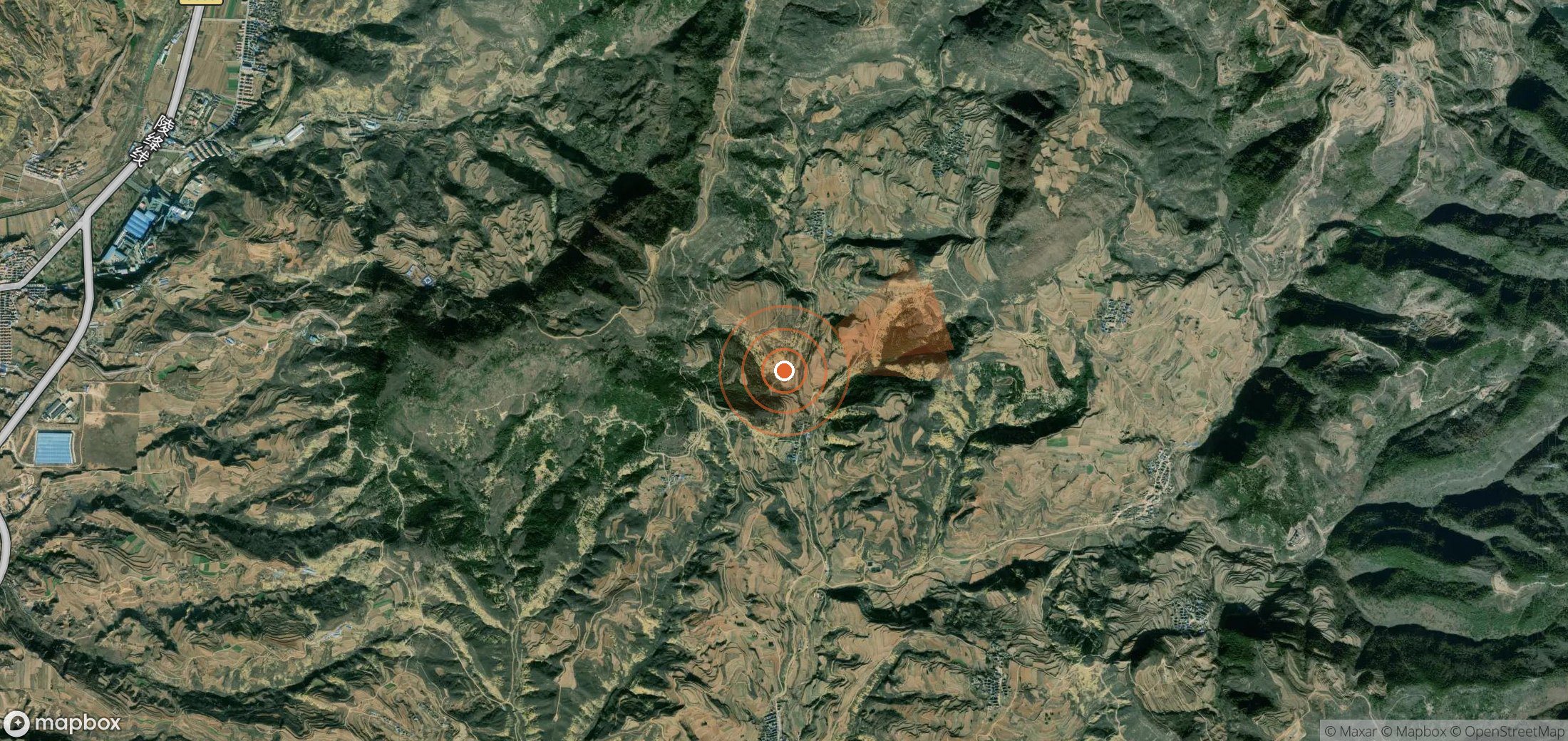 Satellite map of methane plume locations in China