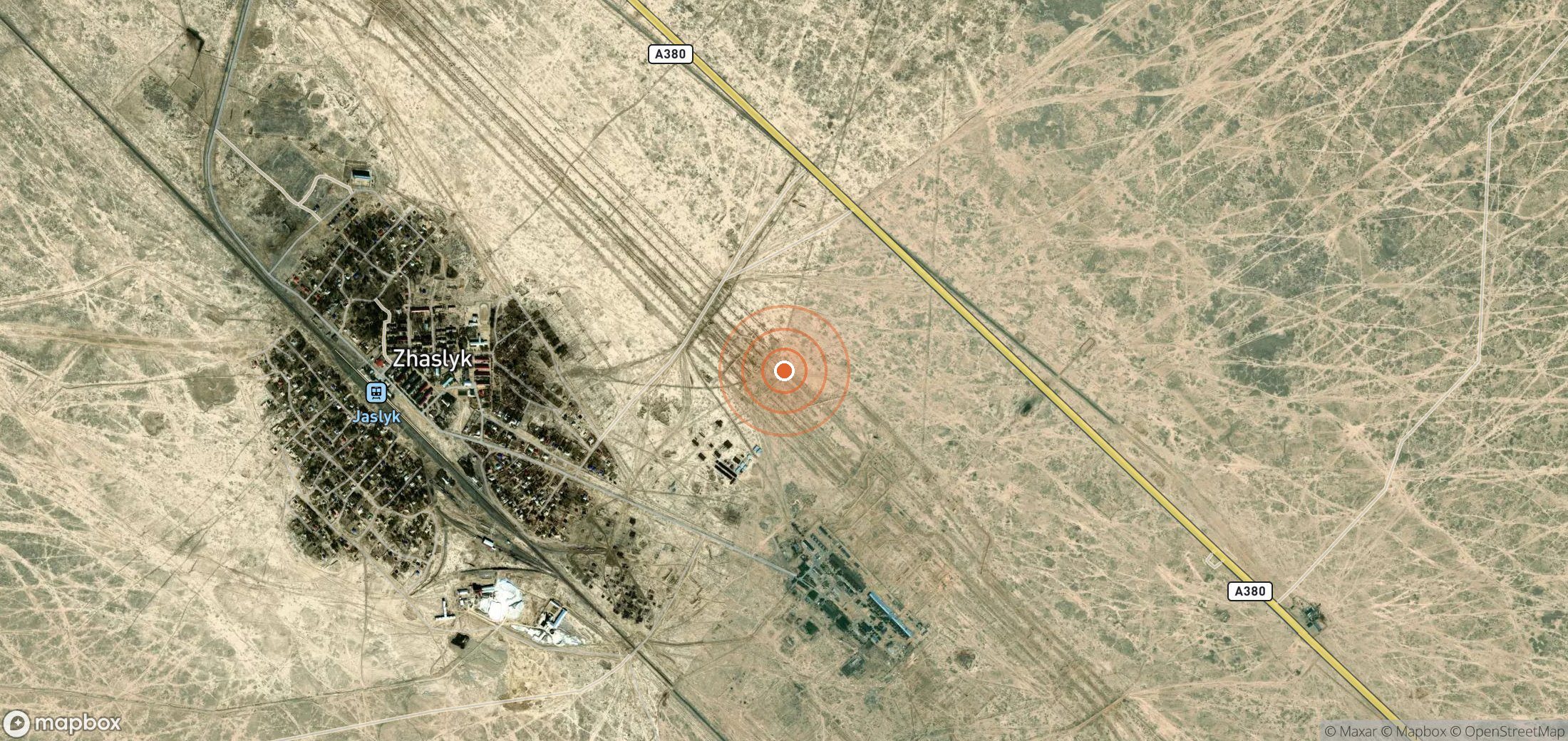 Satellite map of methane plume locations in Uzbekistan