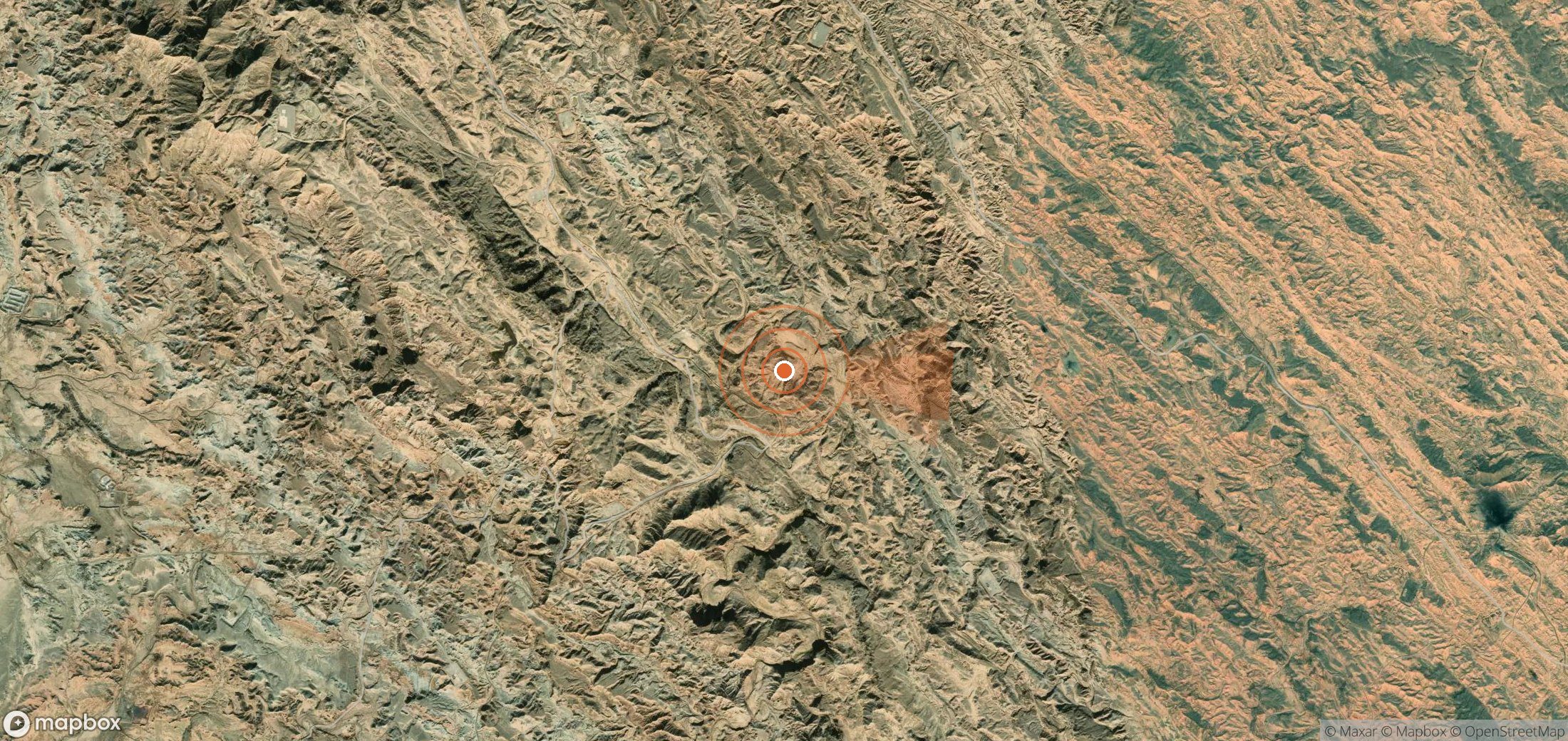 Satellite map of methane plume locations in Iran