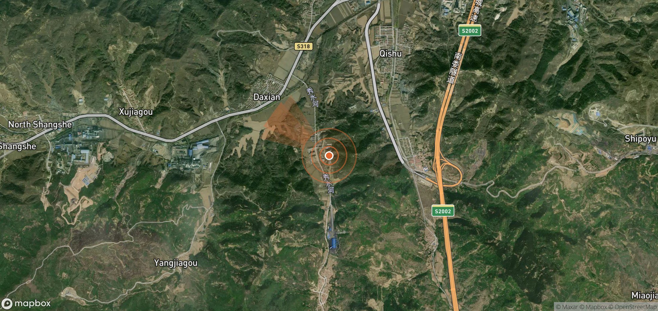 Satellite map of methane plume locations in China