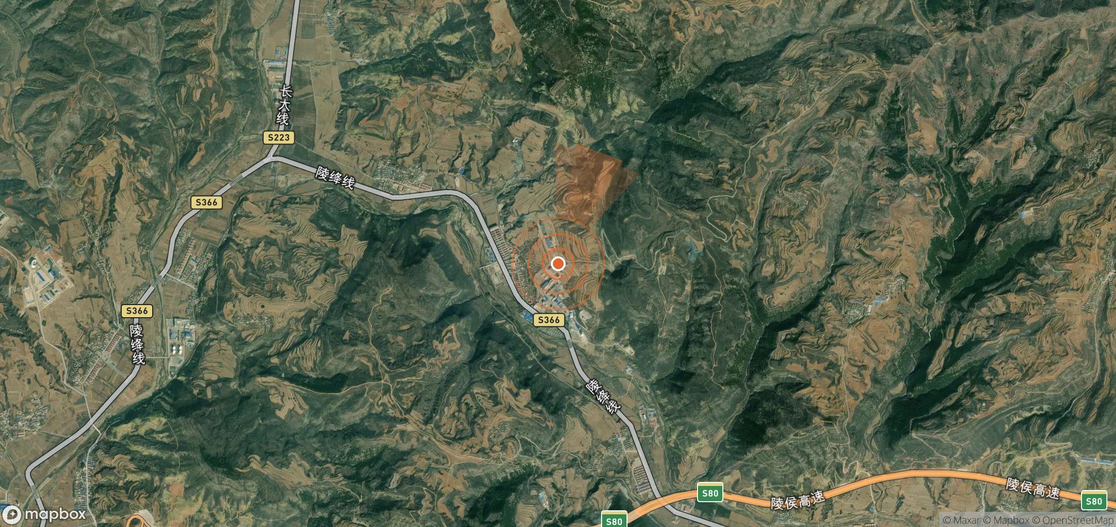 Satellite map of methane plume locations in China