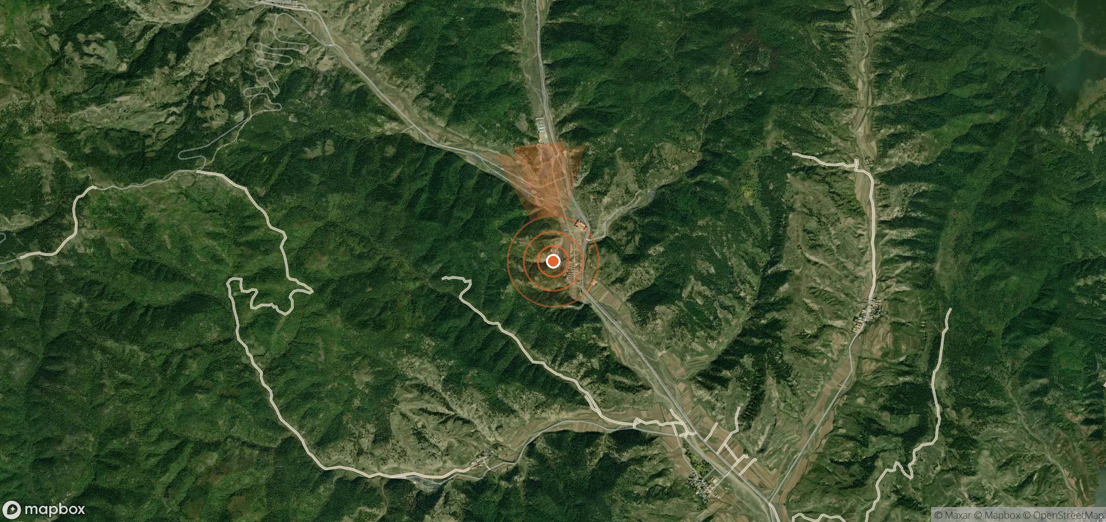 Satellite map of methane plume locations in China
