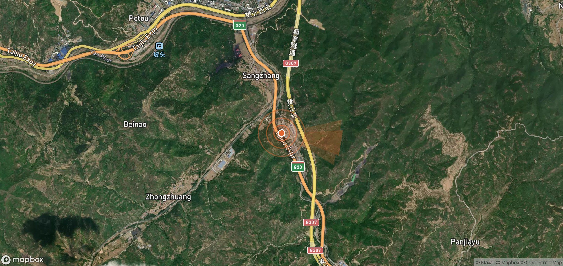 Satellite map of methane plume locations in China