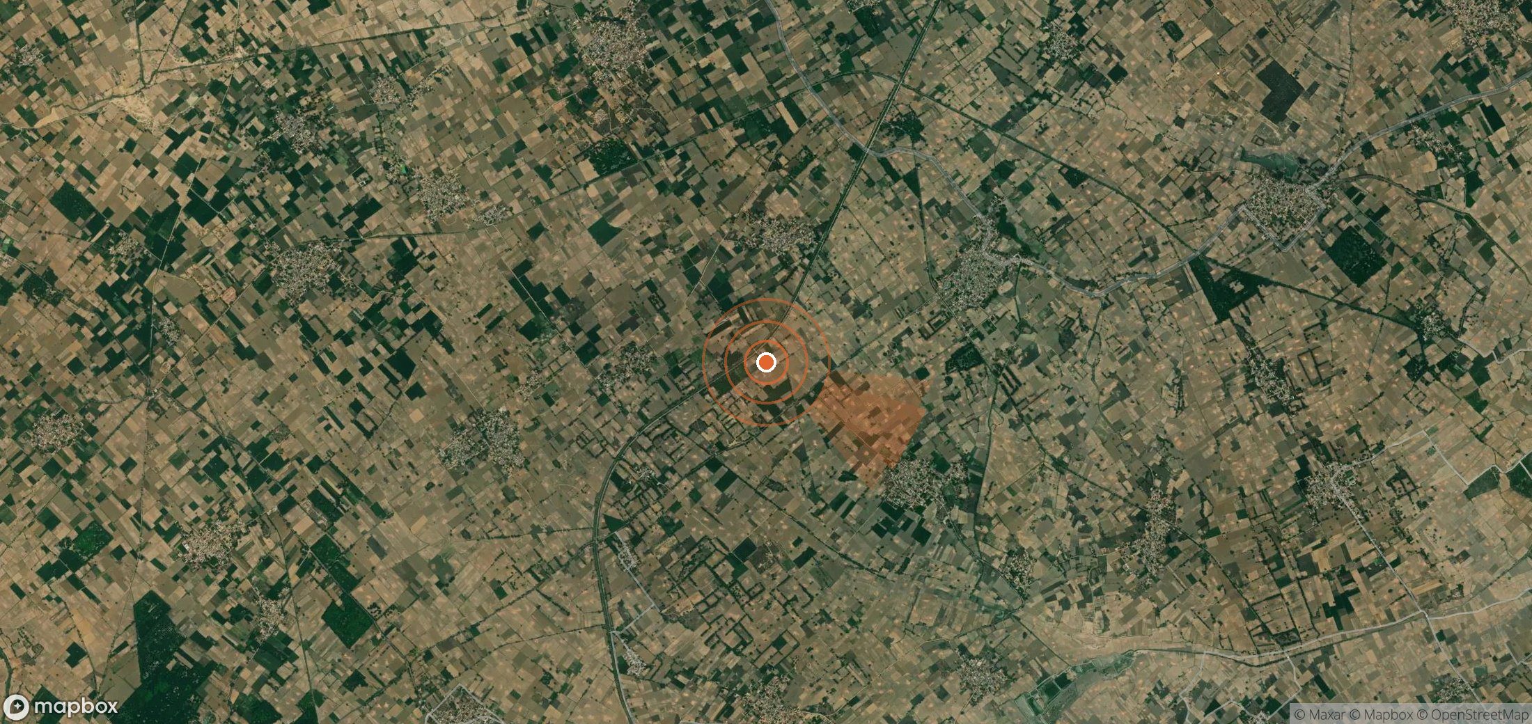 Satellite map of methane plume locations in India