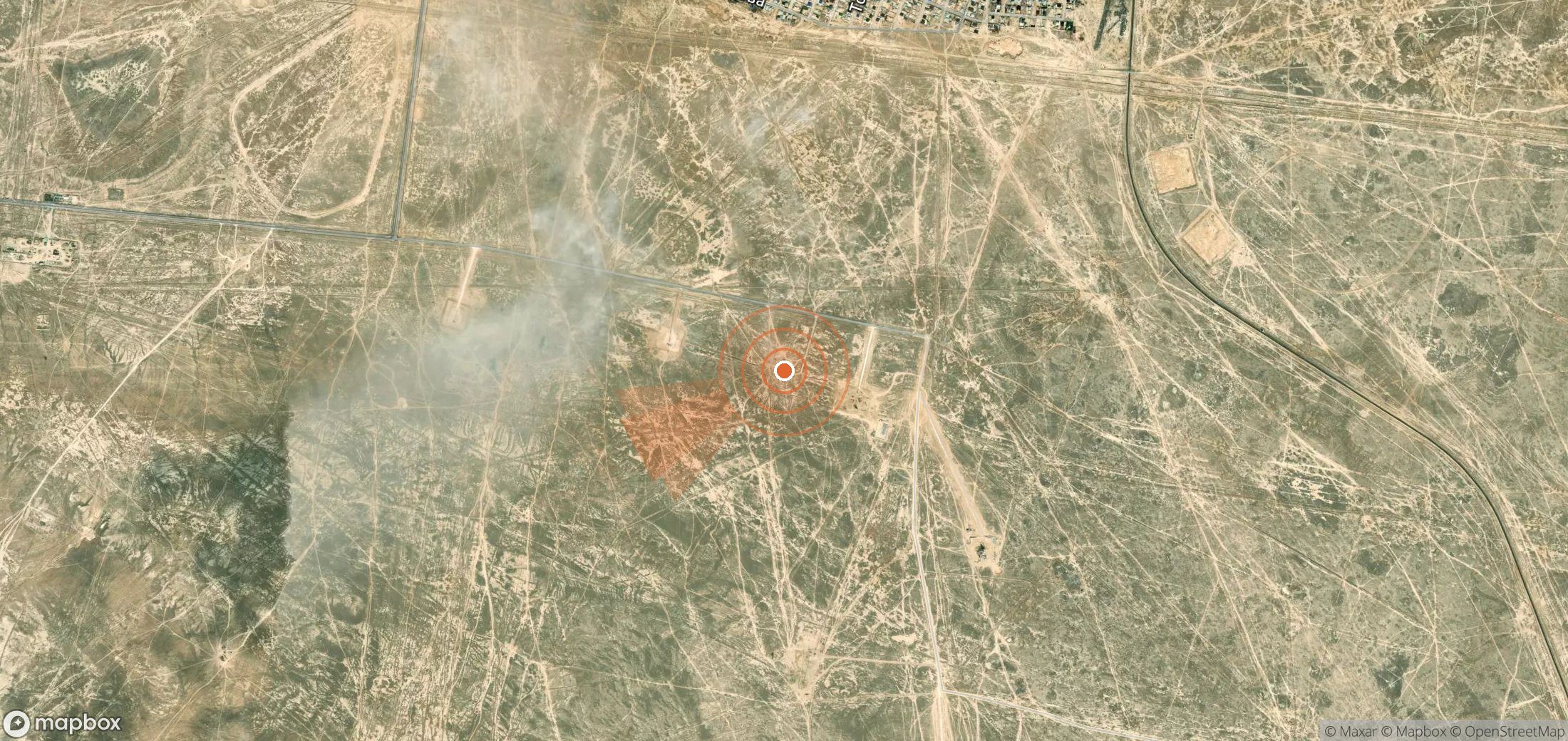 Mapa satelital de plumas de metano en Kazajistán