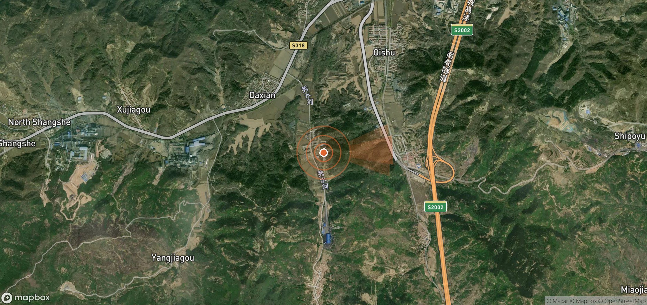 Satellite map of methane plume locations in China
