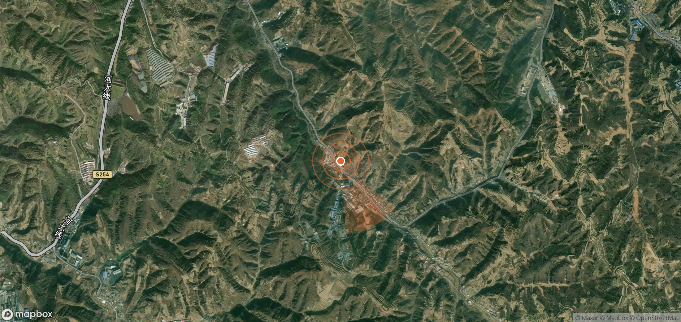 Mapa satelital de plumas de metano en China