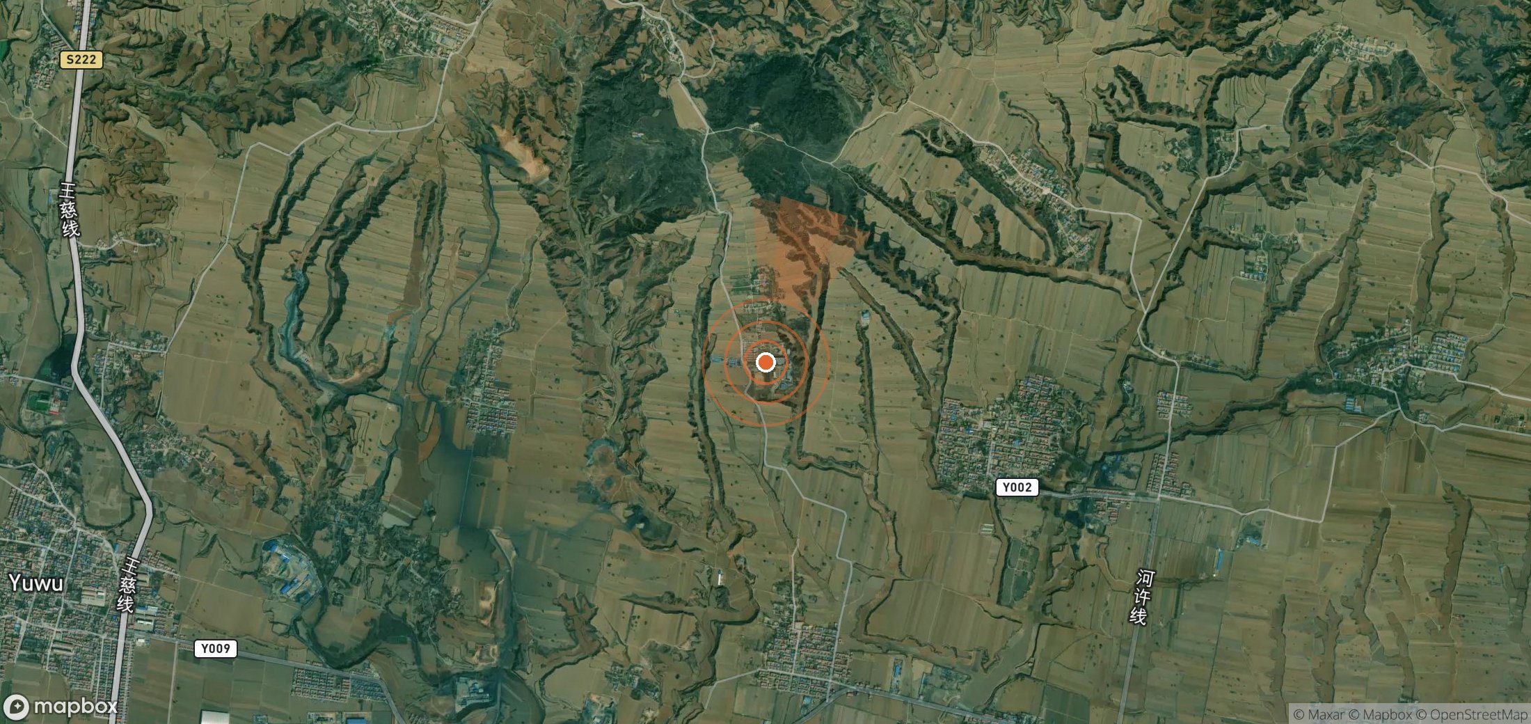 Satellite map of methane plume locations in China
