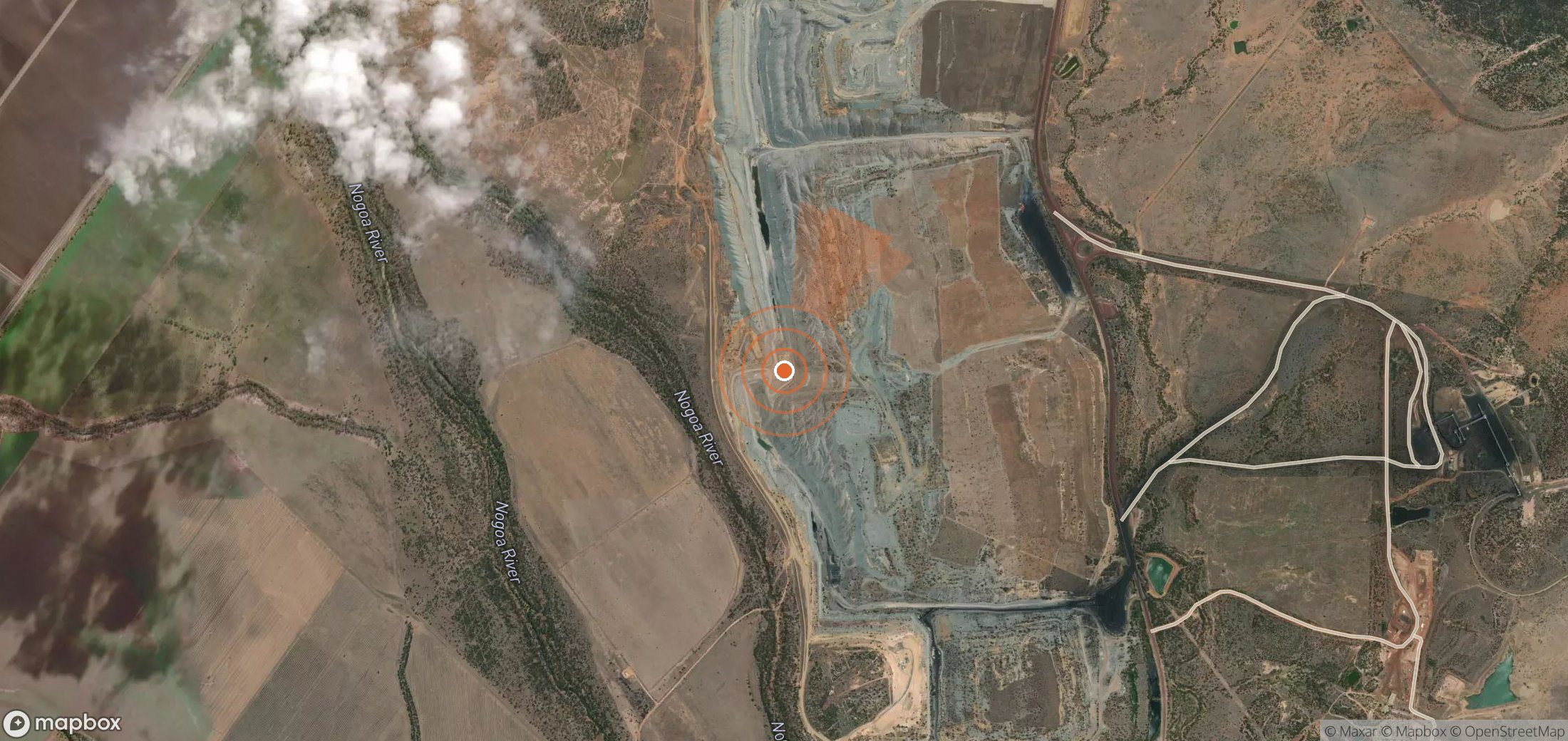 Mapa satelital de plumas de metano en Australia