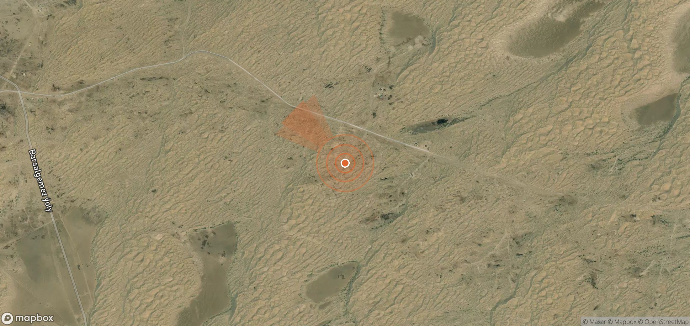 Satellite map of methane plume locations in Turkmenistan