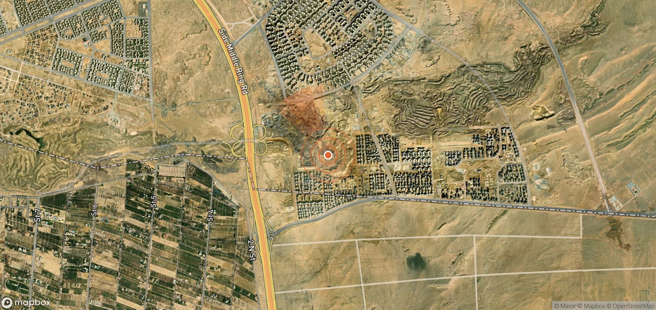 Satellite map of methane plume locations in Egypt