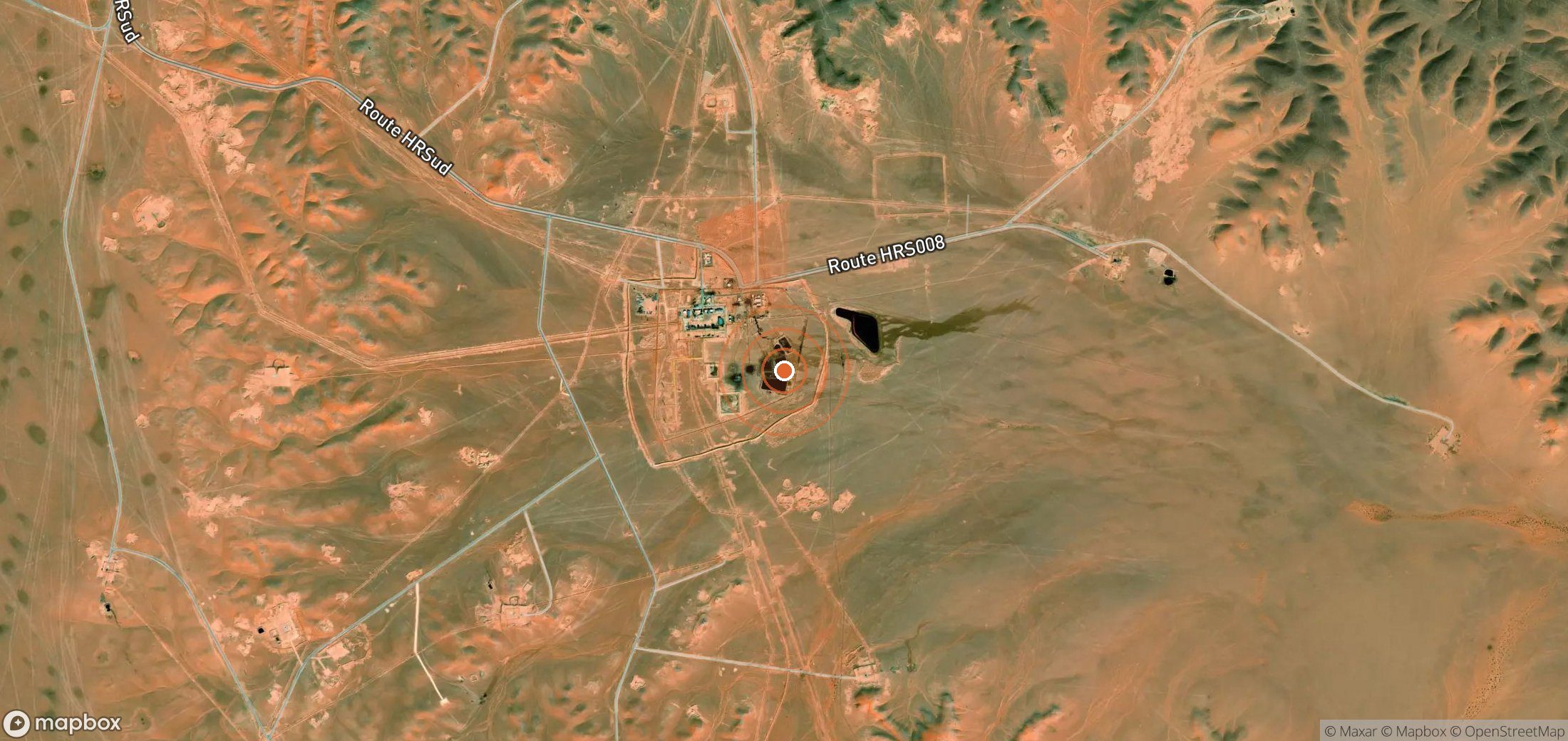 Satellite map of methane plume locations in Algeria