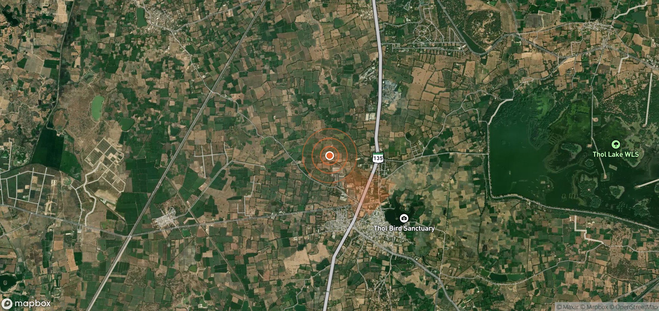 Satellite map of methane plume locations in India