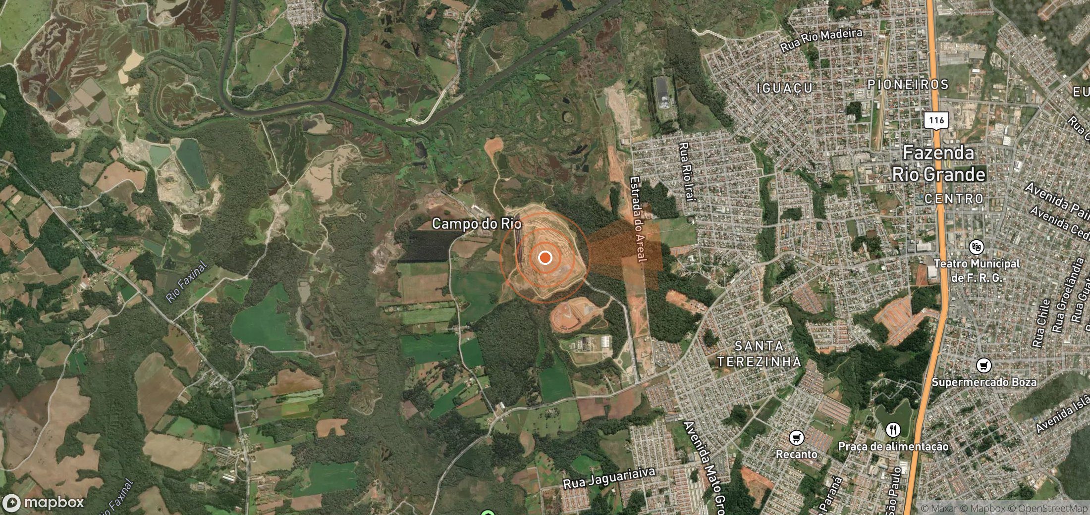 Satellite map of methane plume locations in Brazil