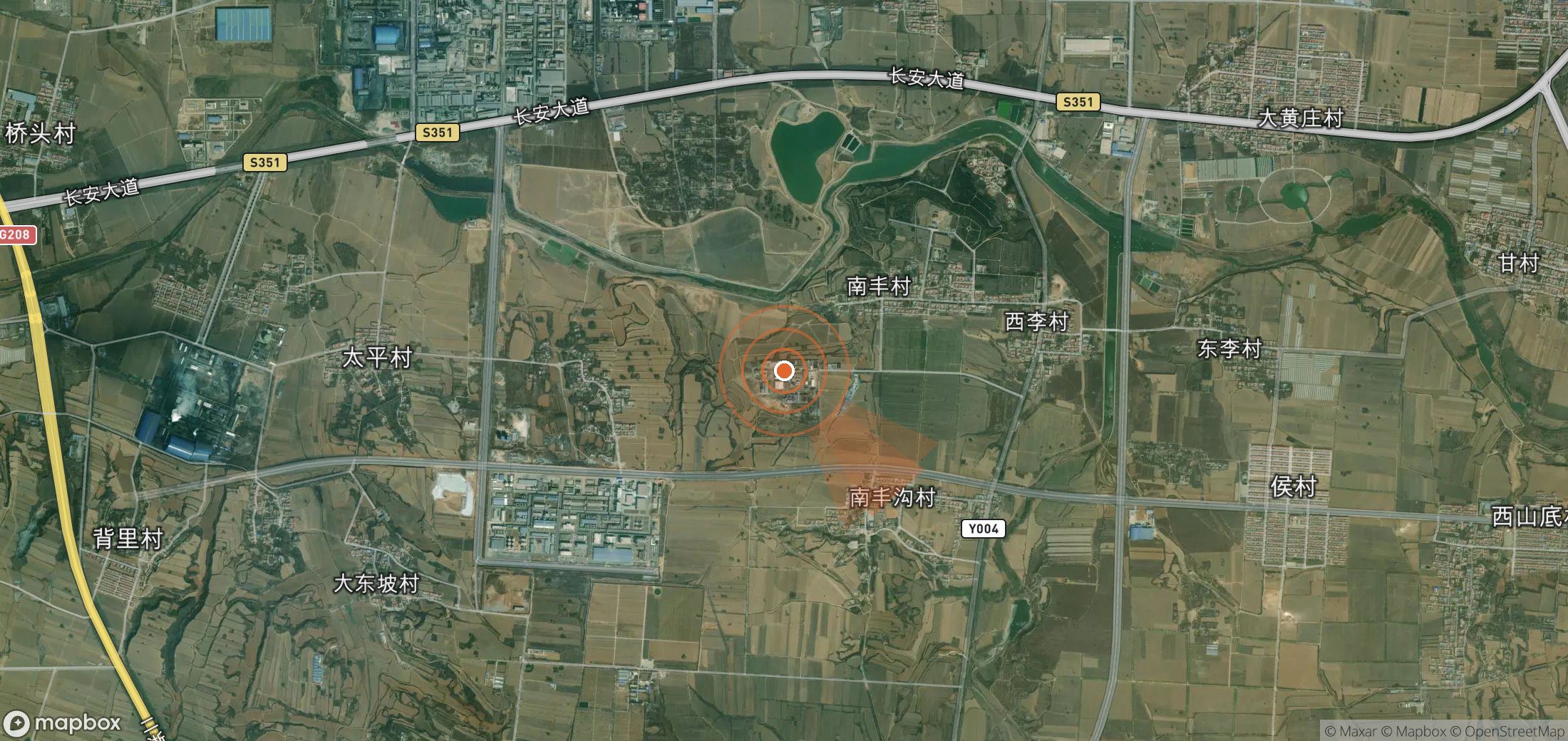 Satellite map of methane plume locations in China