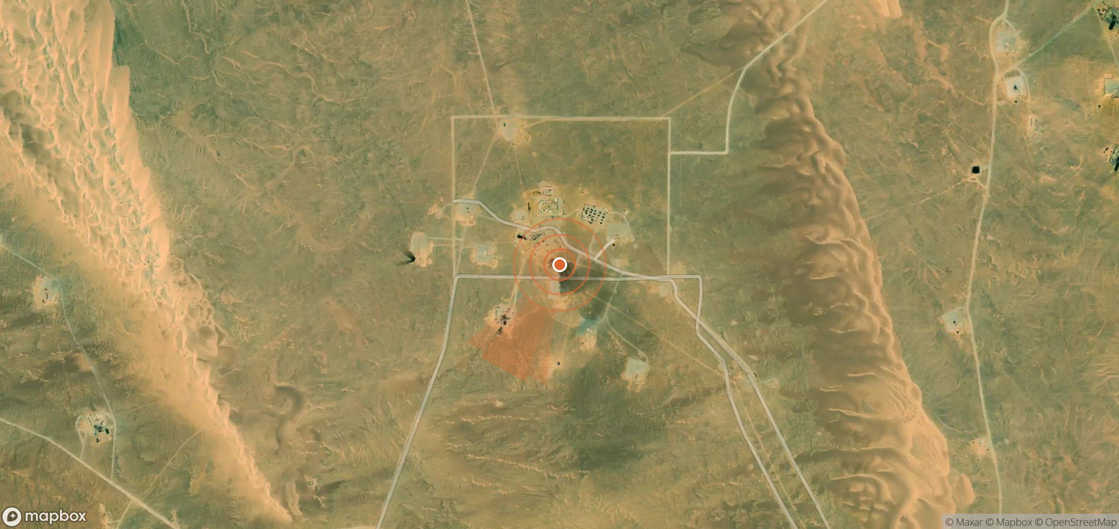 Satellite map of methane plume locations in Egypt