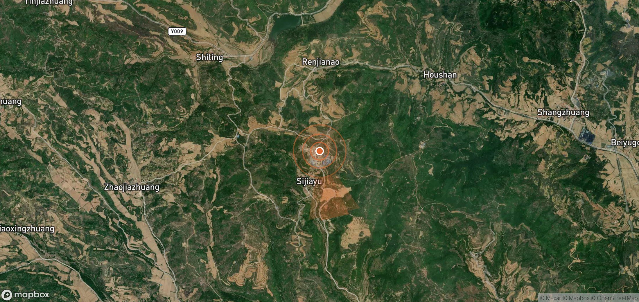 Satellite map of methane plume locations in China
