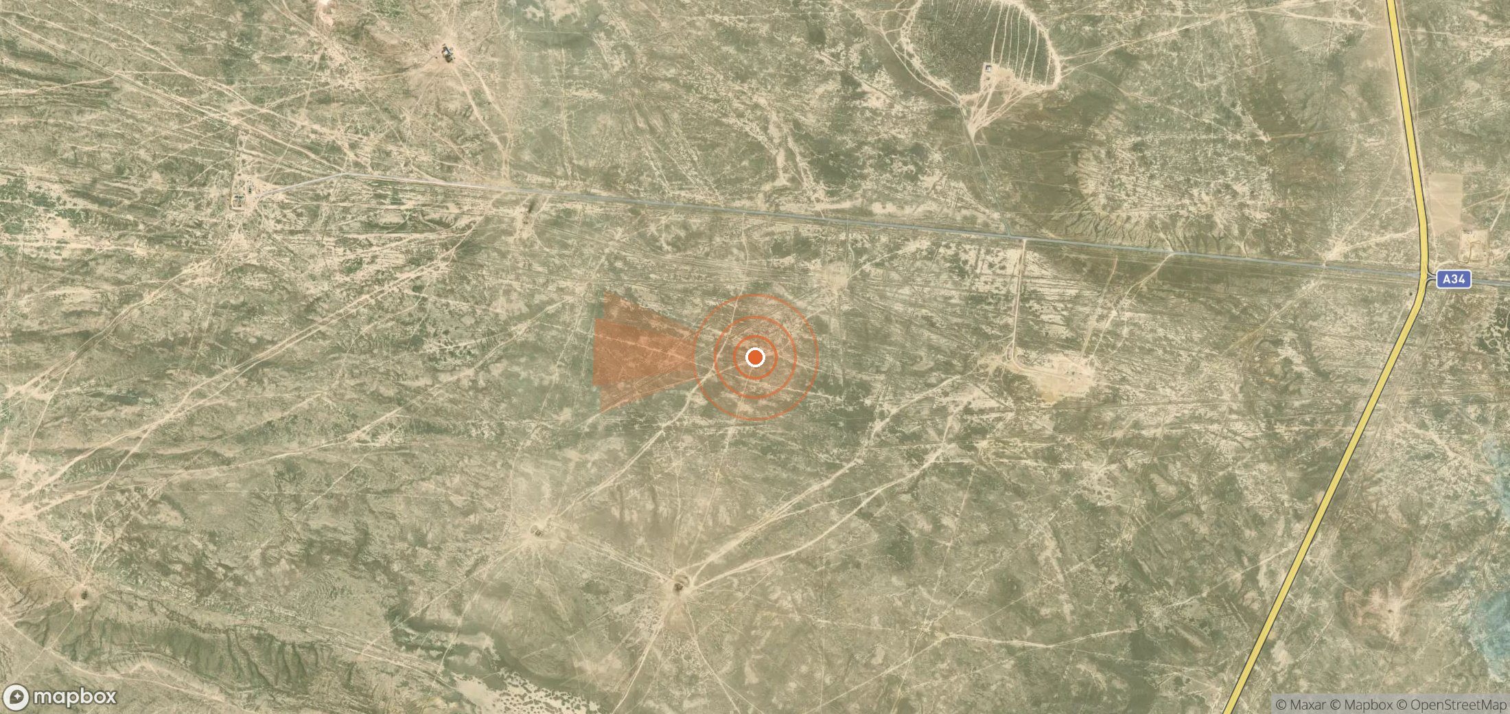 Satellite map of methane plume locations in Kazakhstan