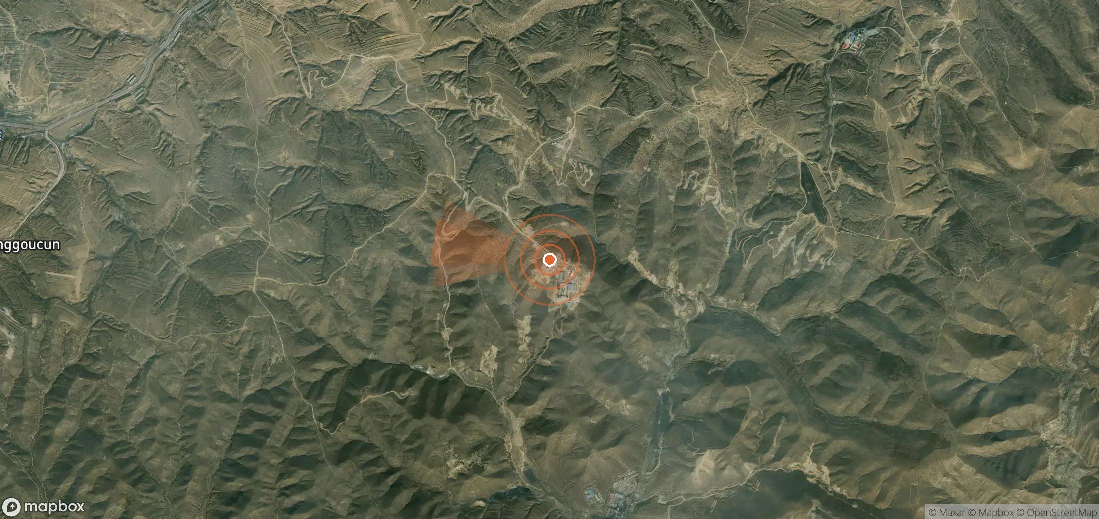 Mapa satelital de plumas de metano en China