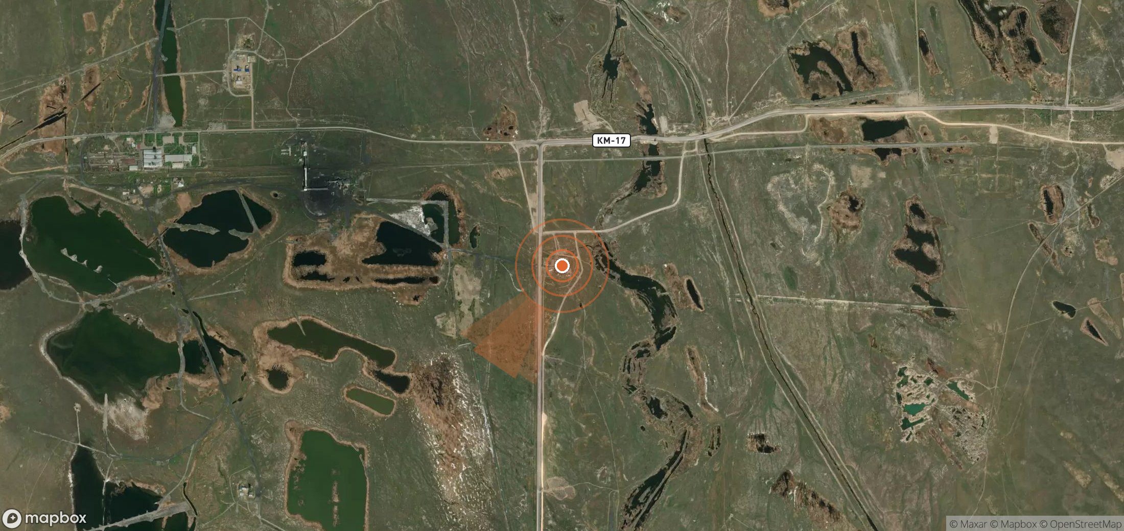 Mapa satelital de plumas de metano en Kazajistán