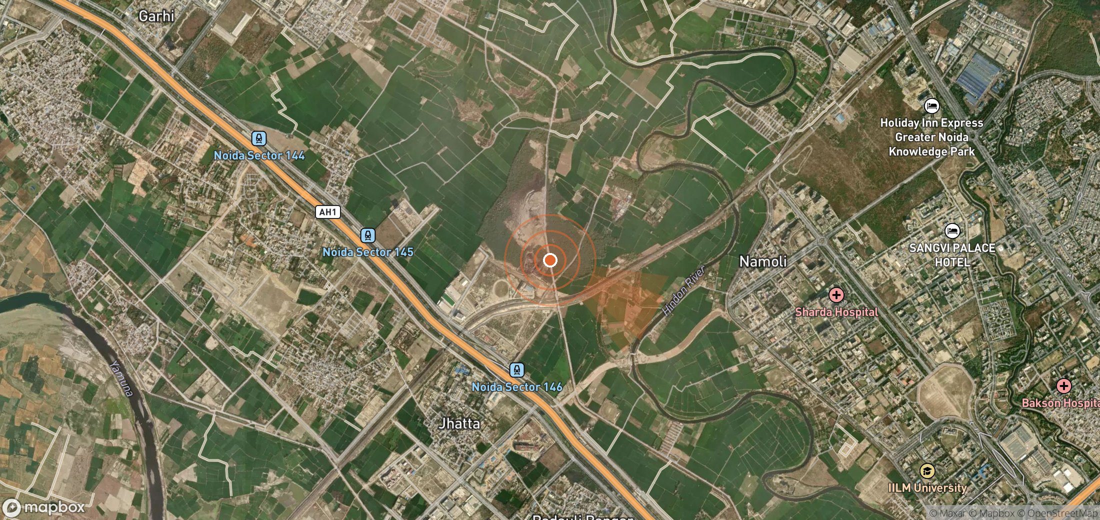 Satellite map of methane plume locations in India