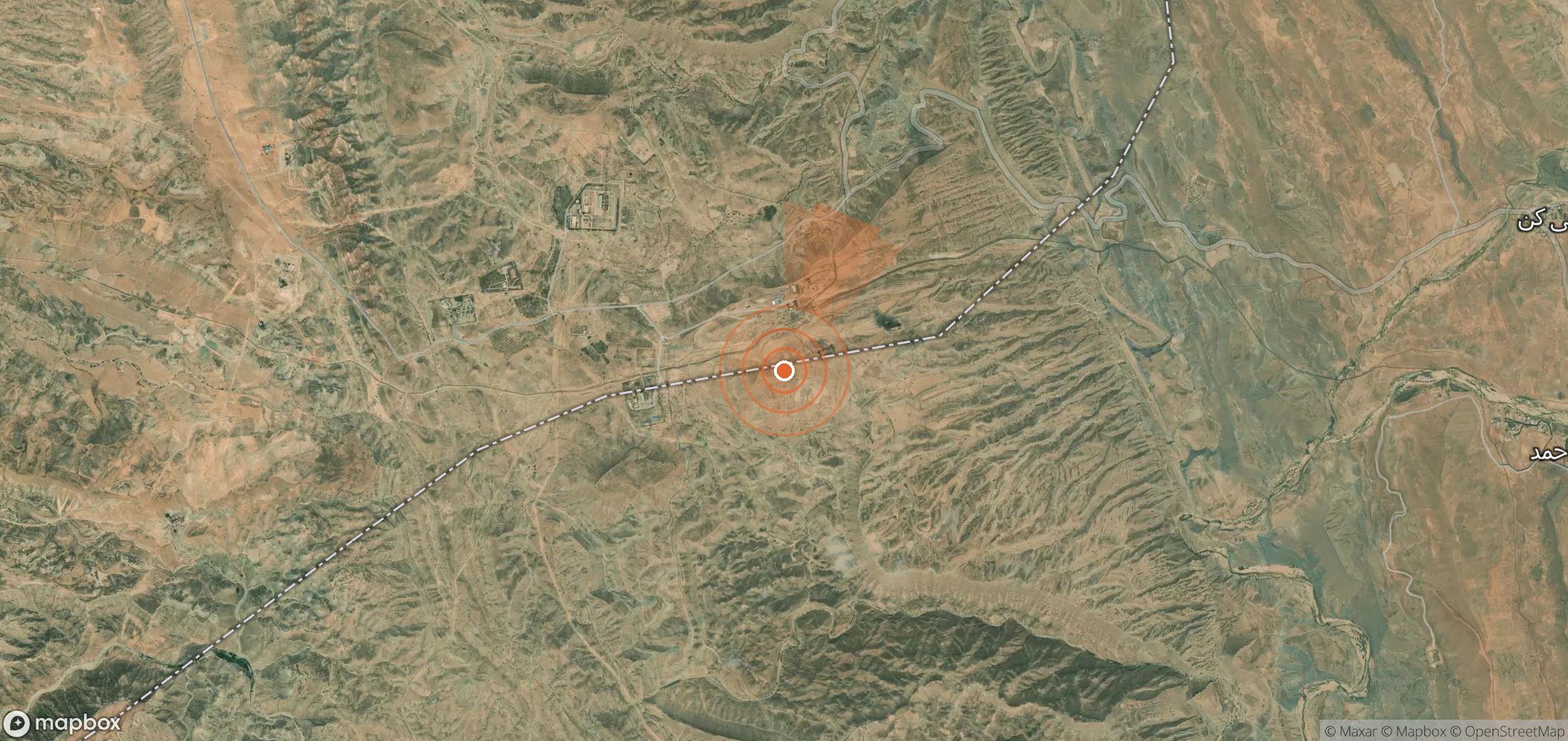Satellite map of methane plume locations in Iran