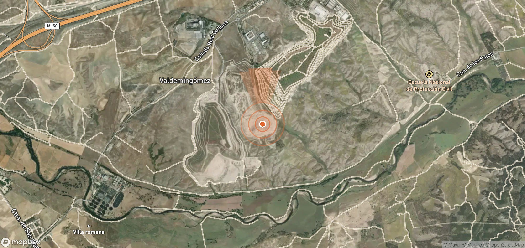 Mapa satelital de plumas de metano en España