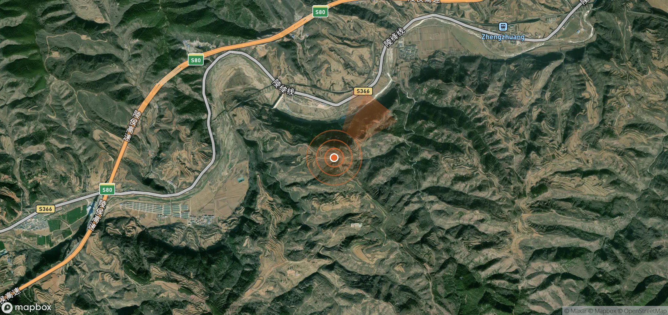 Satellite map of methane plume locations in China