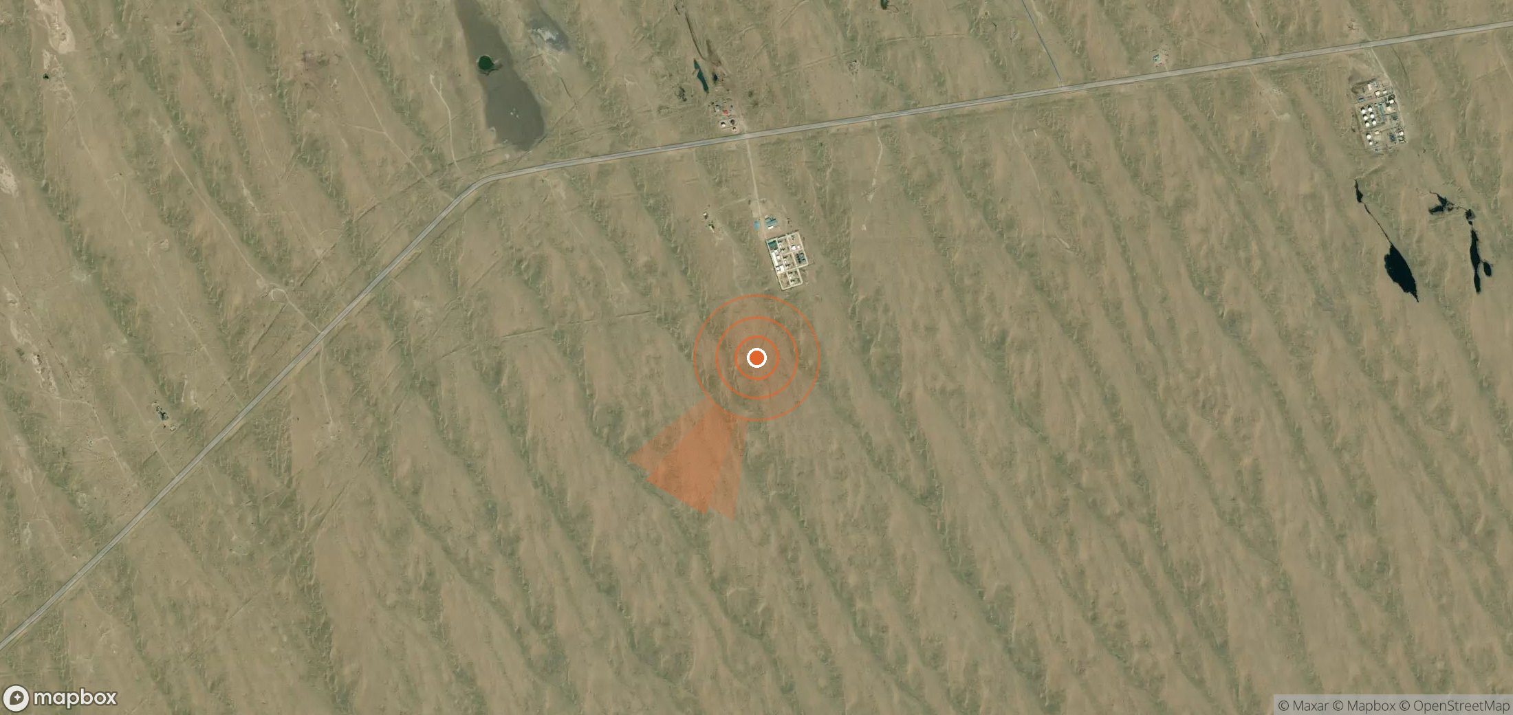 Satellite map of methane plume locations in Turkmenistan