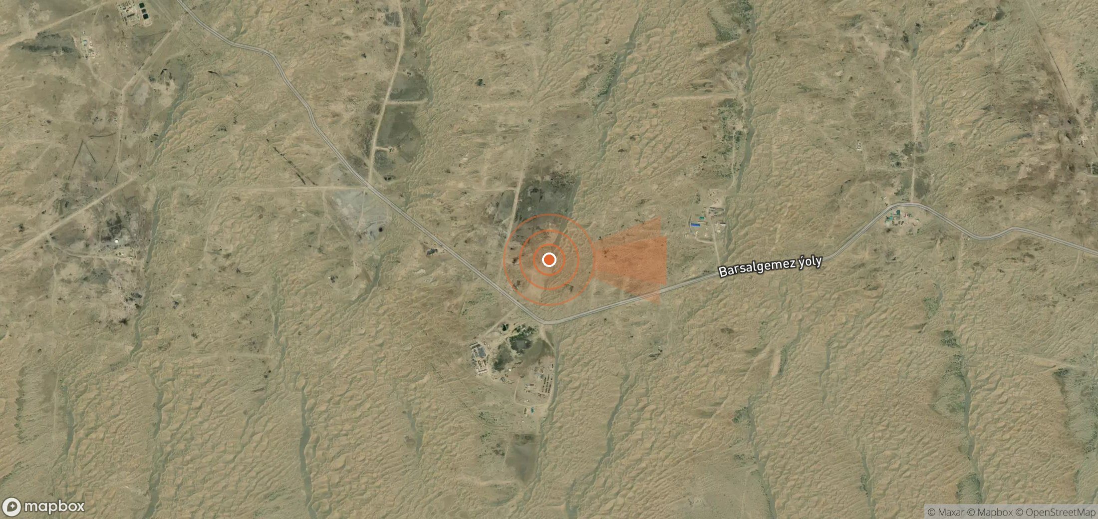 Mapa satelital de plumas de metano en Turkmenistán