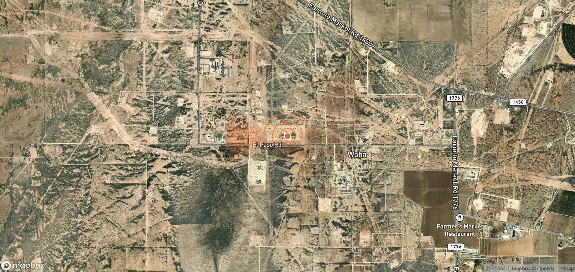 Satellite map of methane plume locations in United States