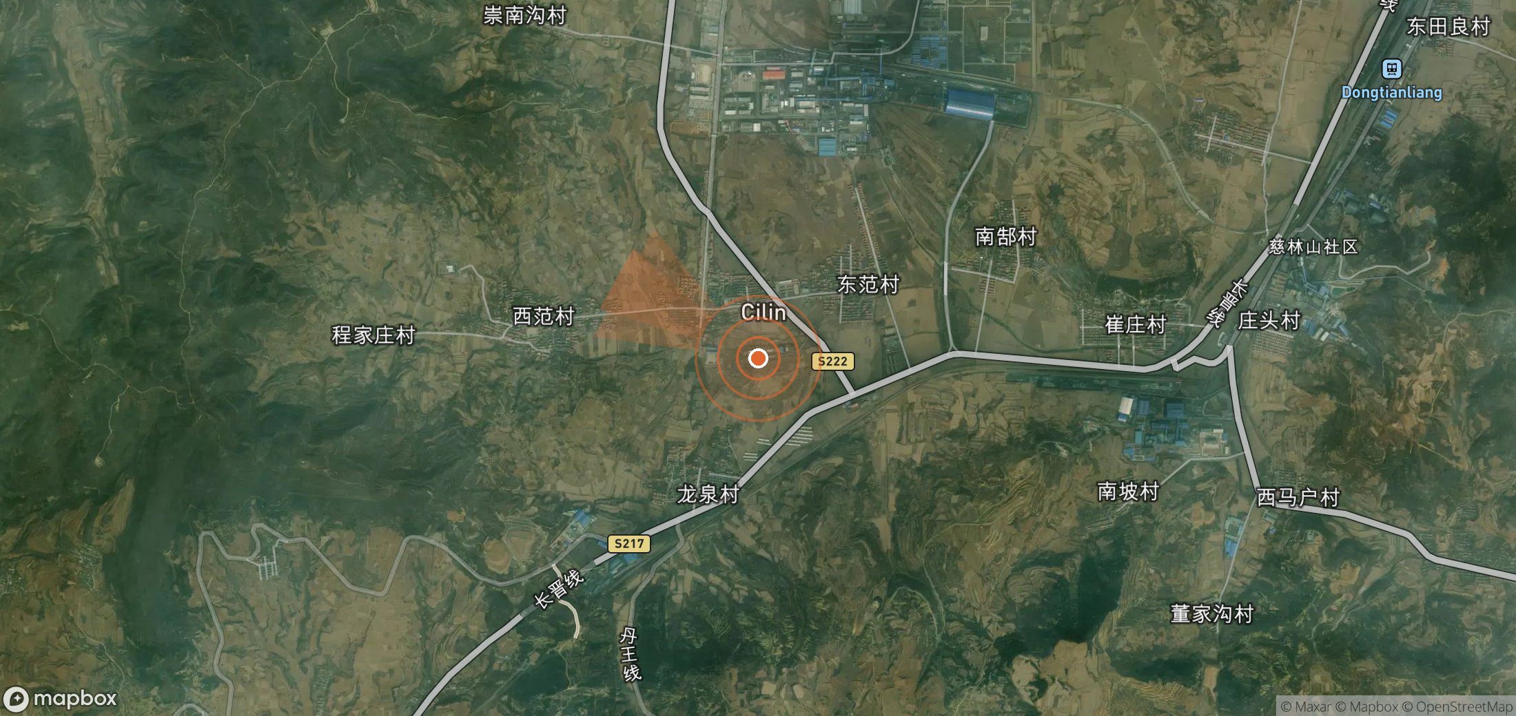 Mapa satelital de plumas de metano en China