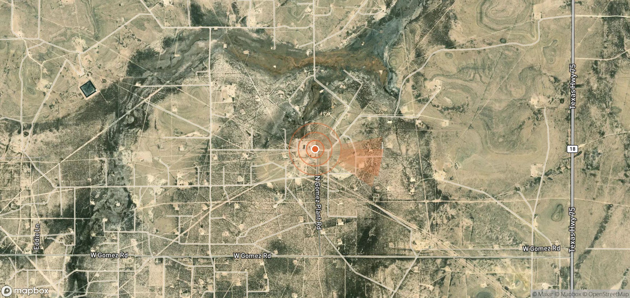 Satellite map of methane plume locations in United States