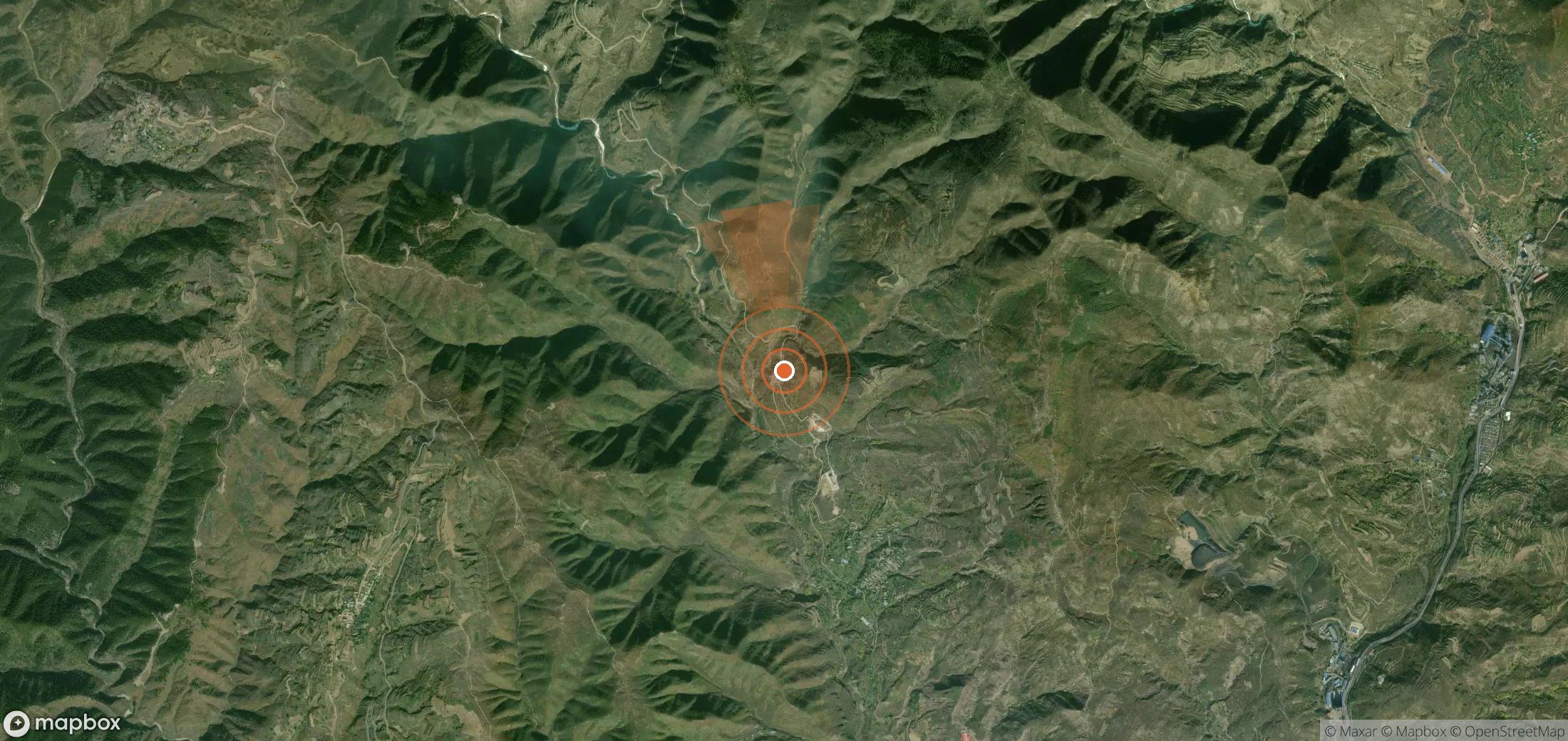 Mapa satelital de plumas de metano en China