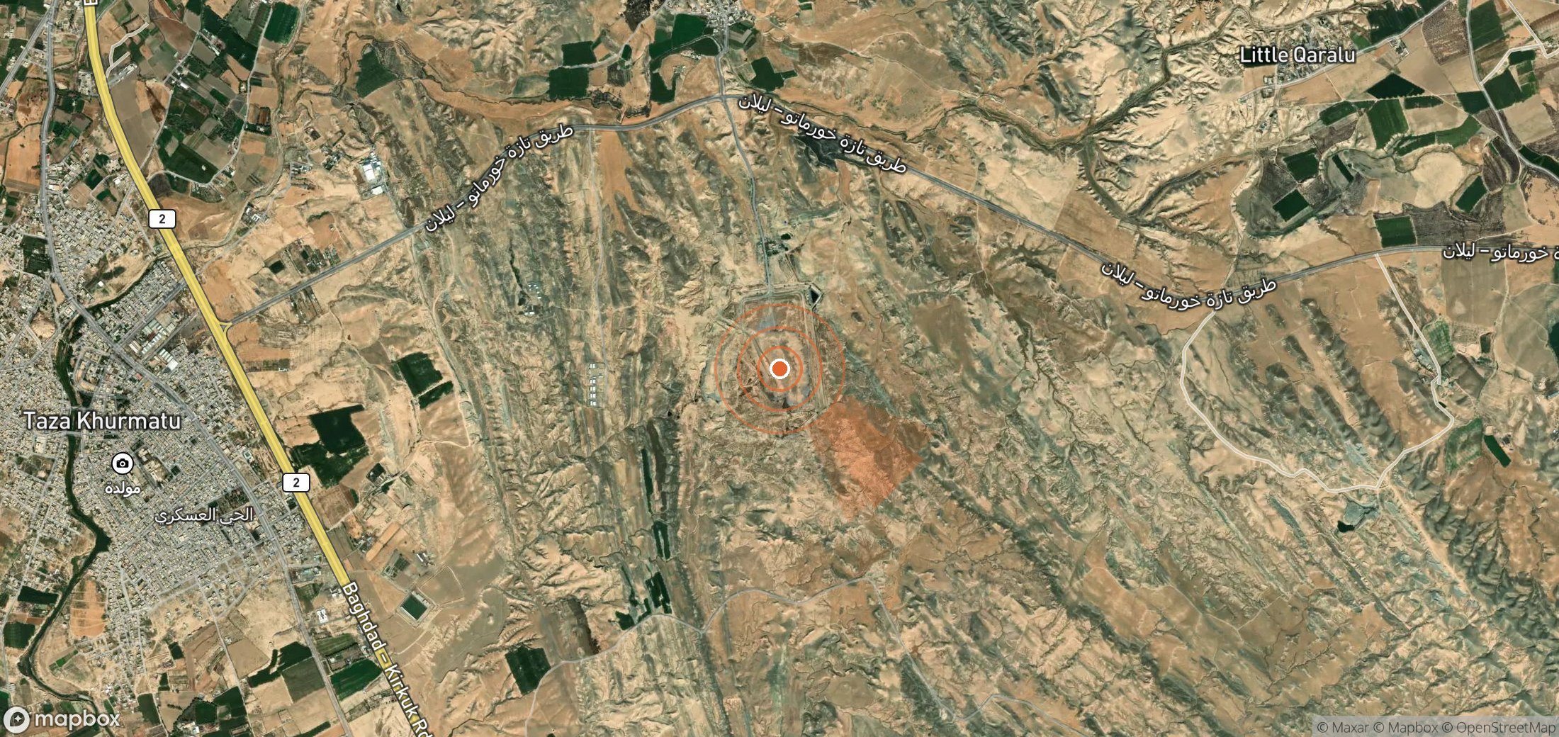 Mapa satelital de plumas de metano en Irak
