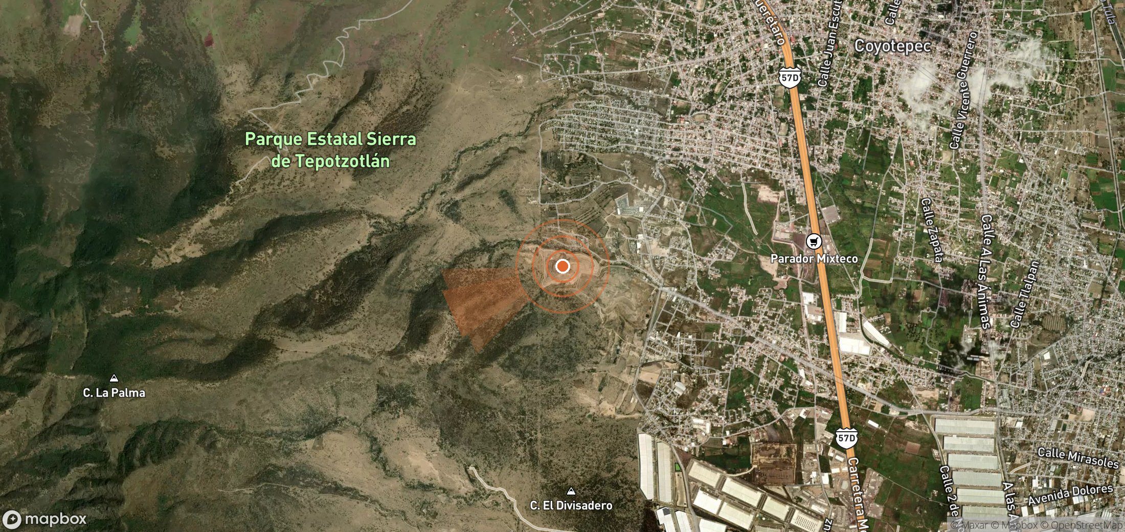 Satellite map of methane plume locations in Mexico