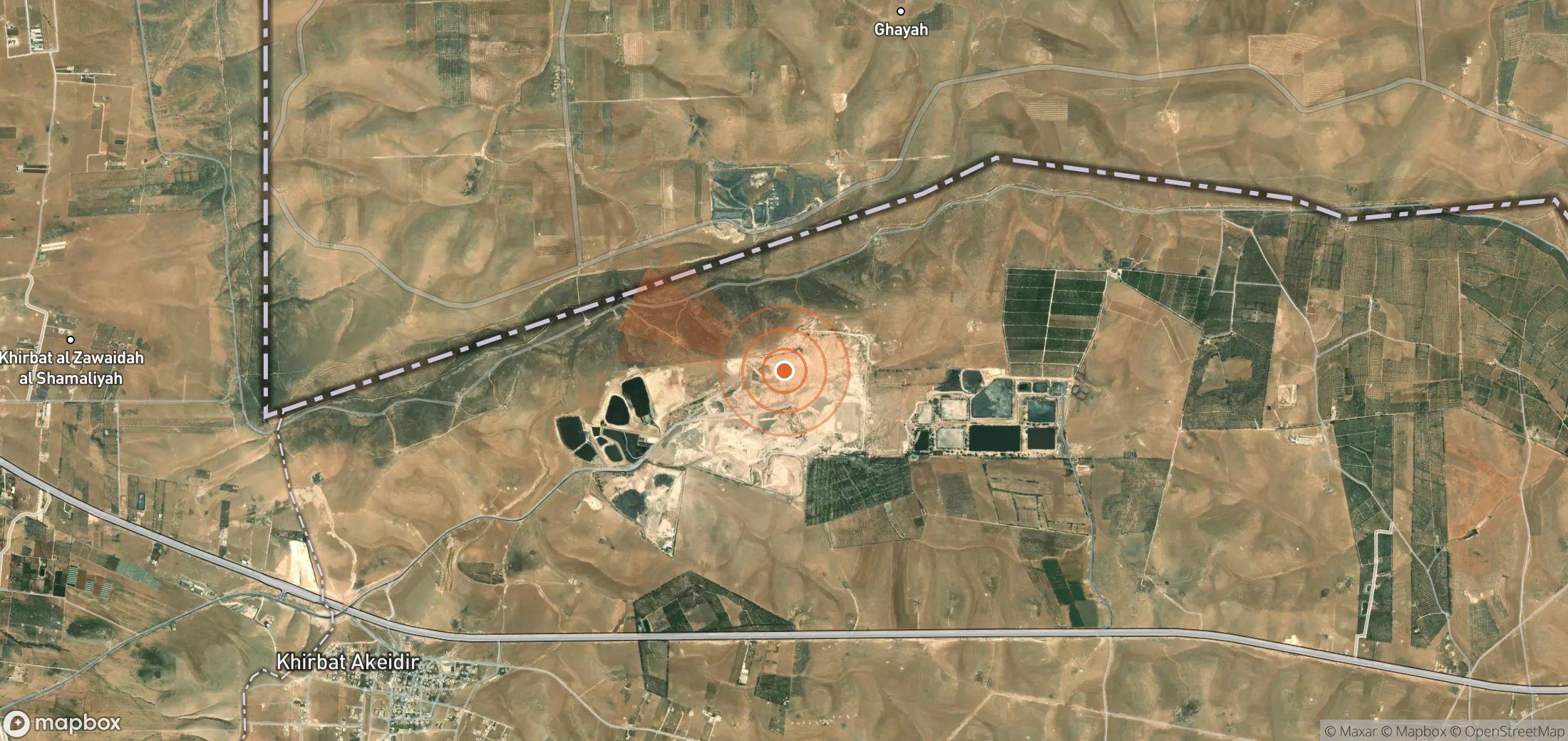 Satellite map of methane plume locations in Jordan