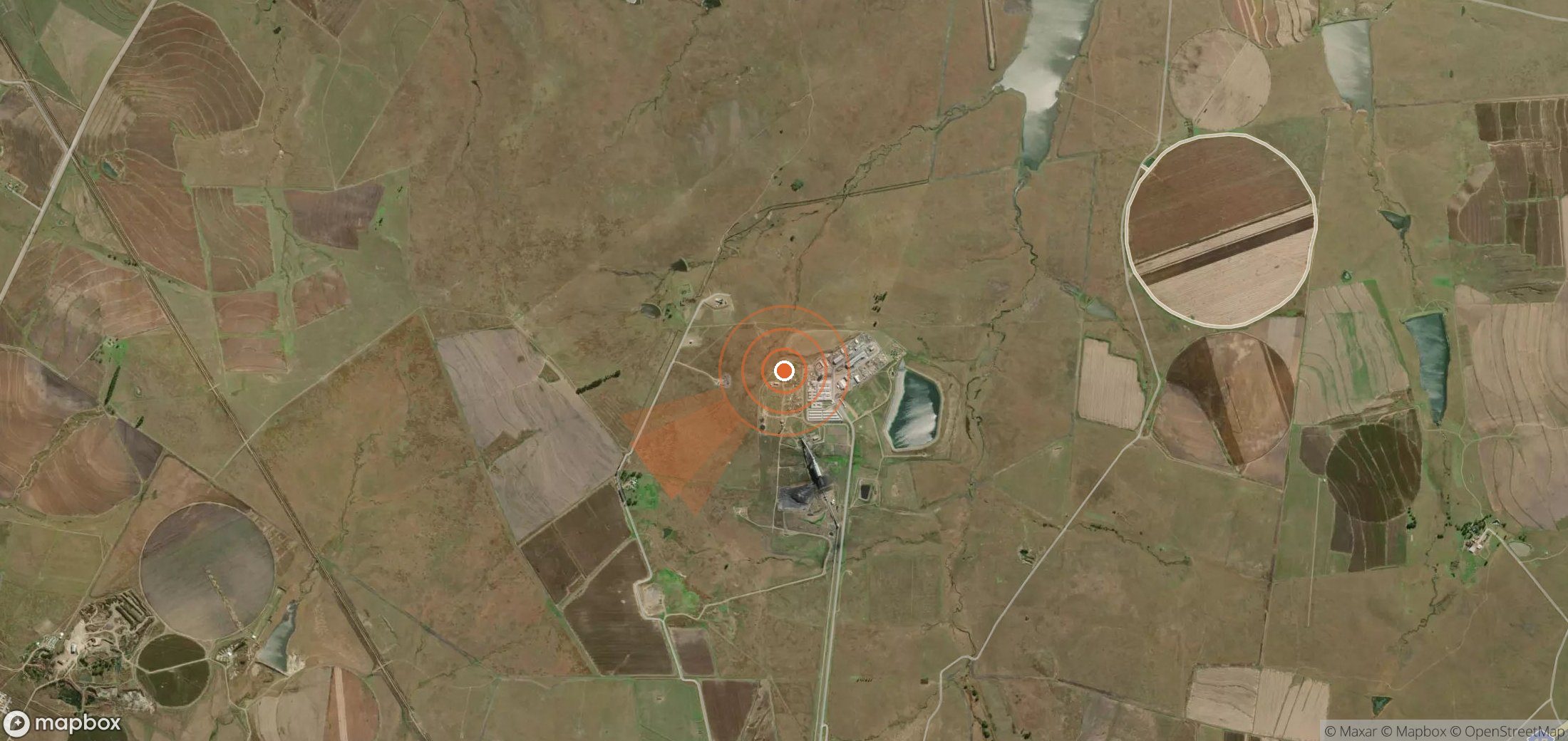 Satellite map of methane plume locations in South Africa