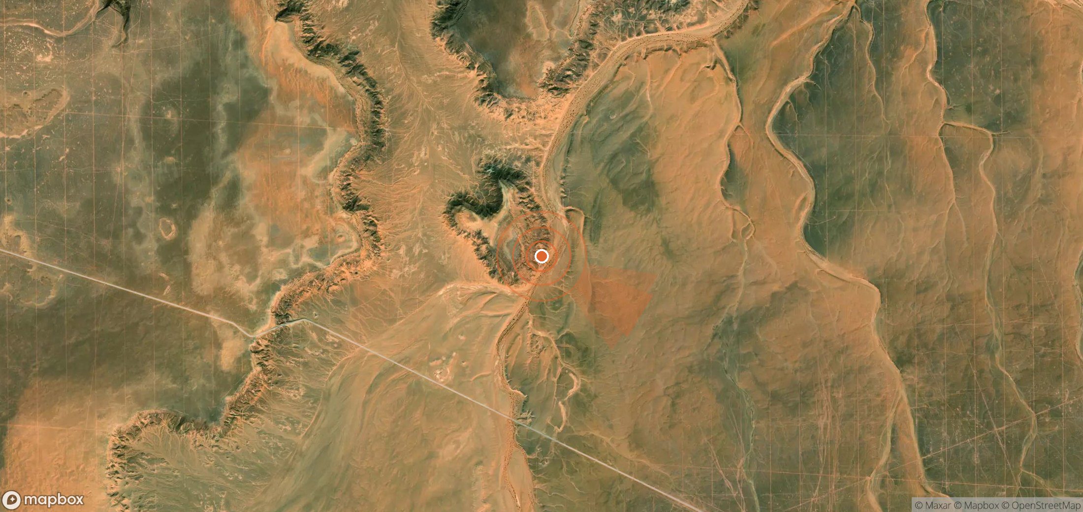 Satellite map of methane plume locations in Algeria