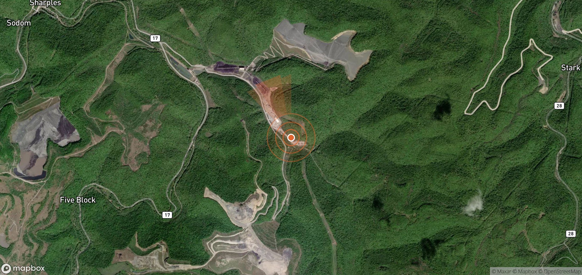 Satellite map of methane plume locations in United States