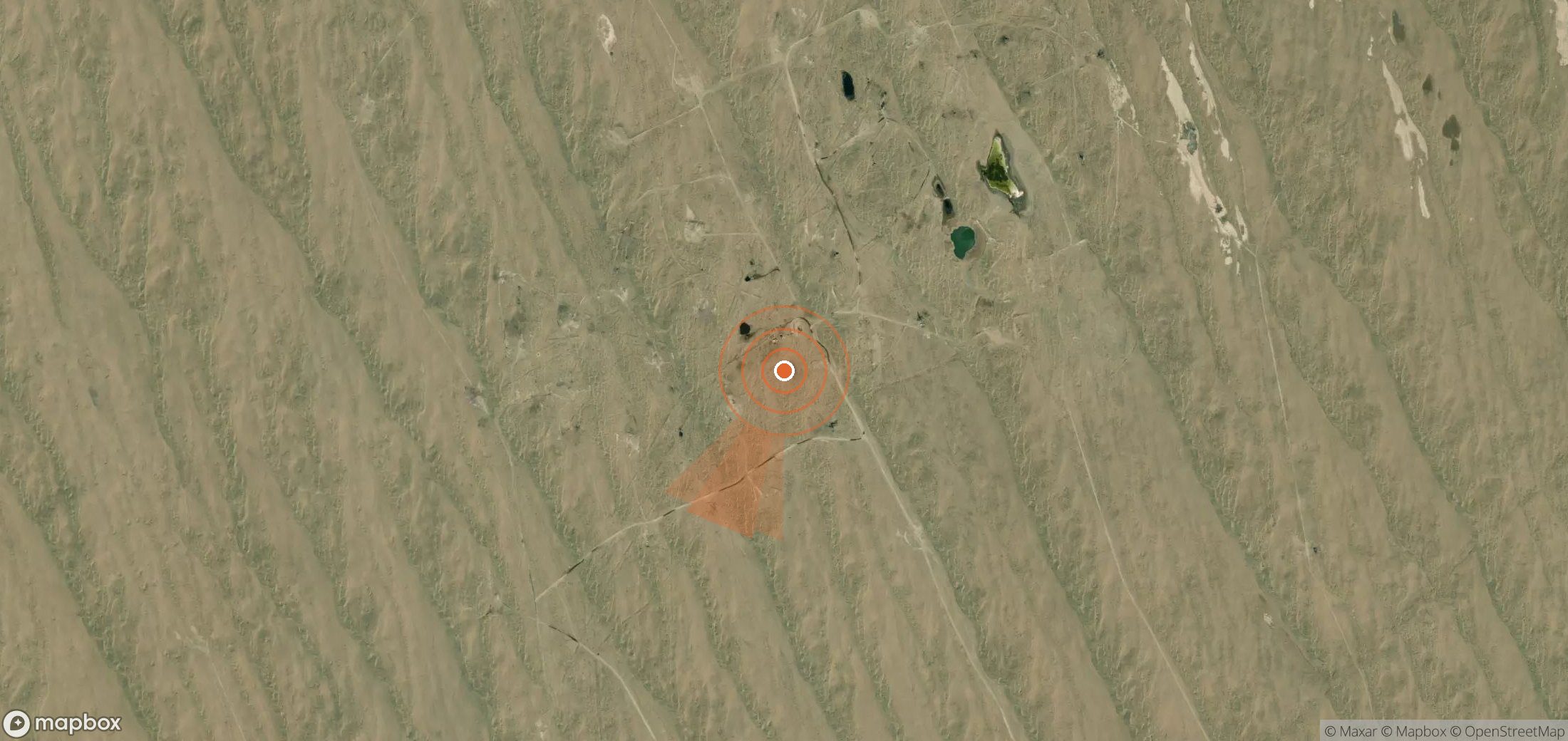 Mapa satelital de plumas de metano en Turkmenistán