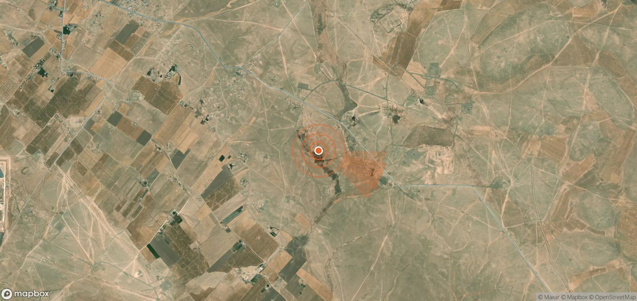Satellite map of methane plume locations in Syria