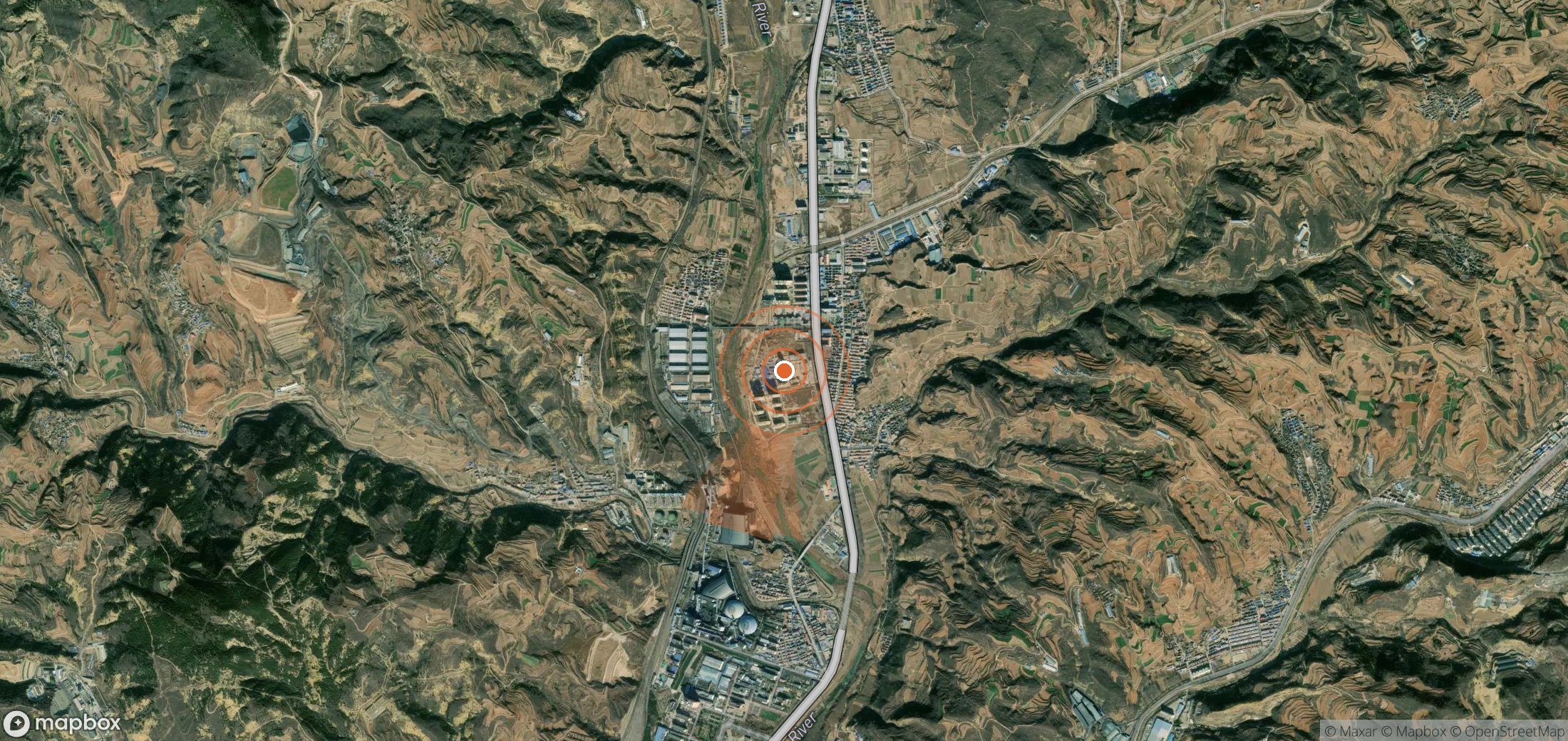 Mapa satelital de plumas de metano en China