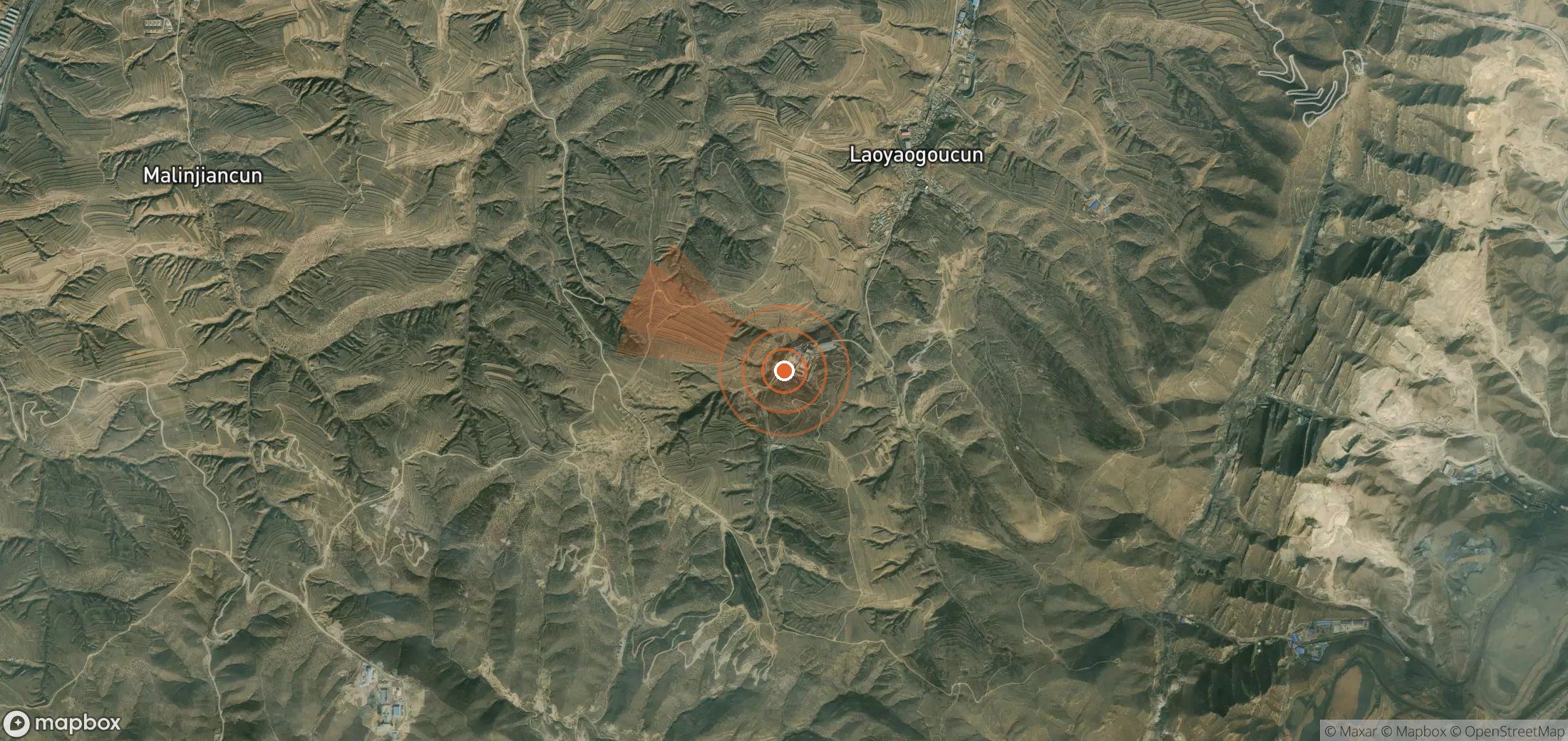 Satellite map of methane plume locations in China