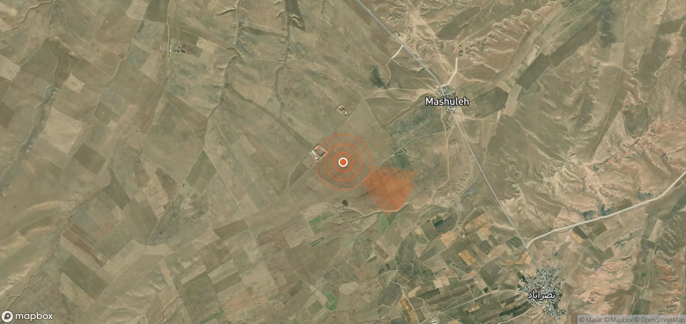 Satellite map of methane plume locations in Iran
