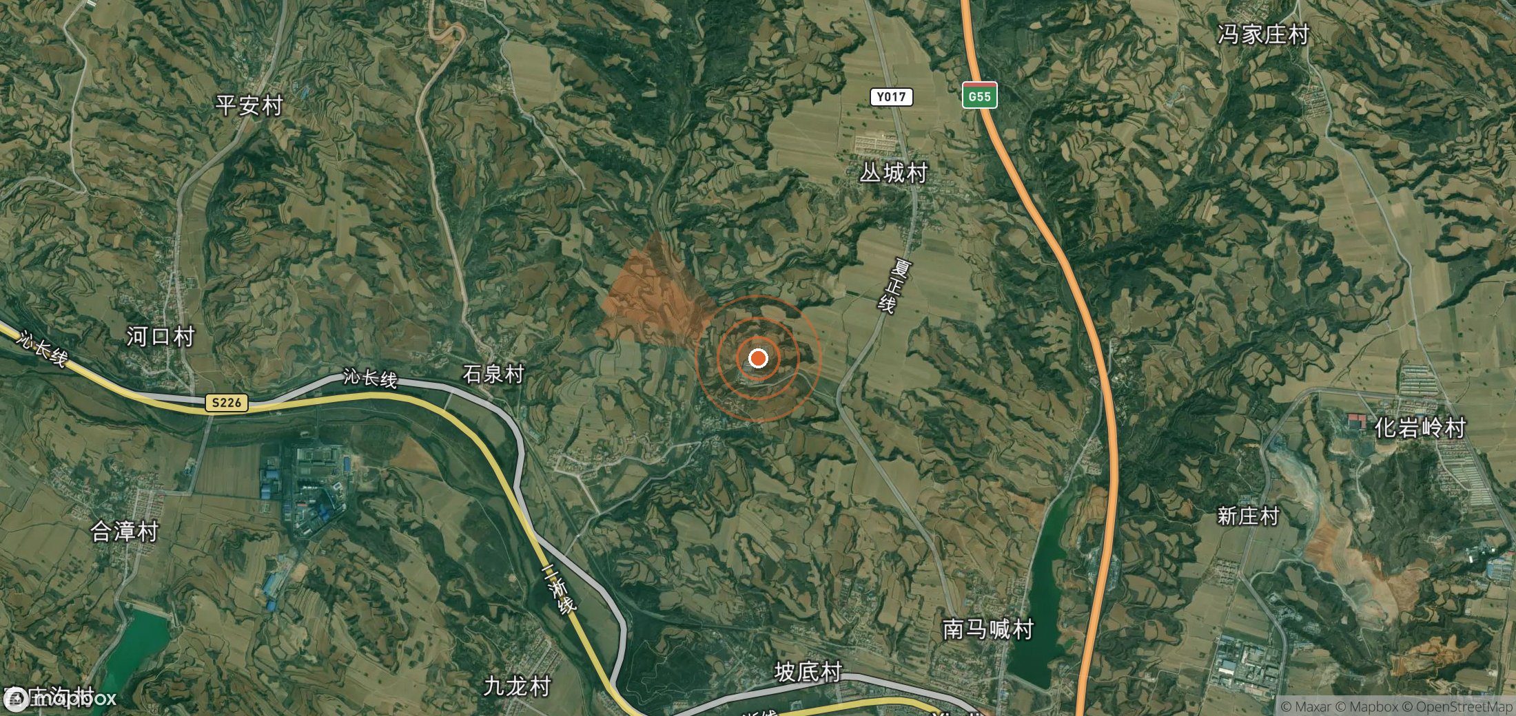 Satellite map of methane plume locations in China