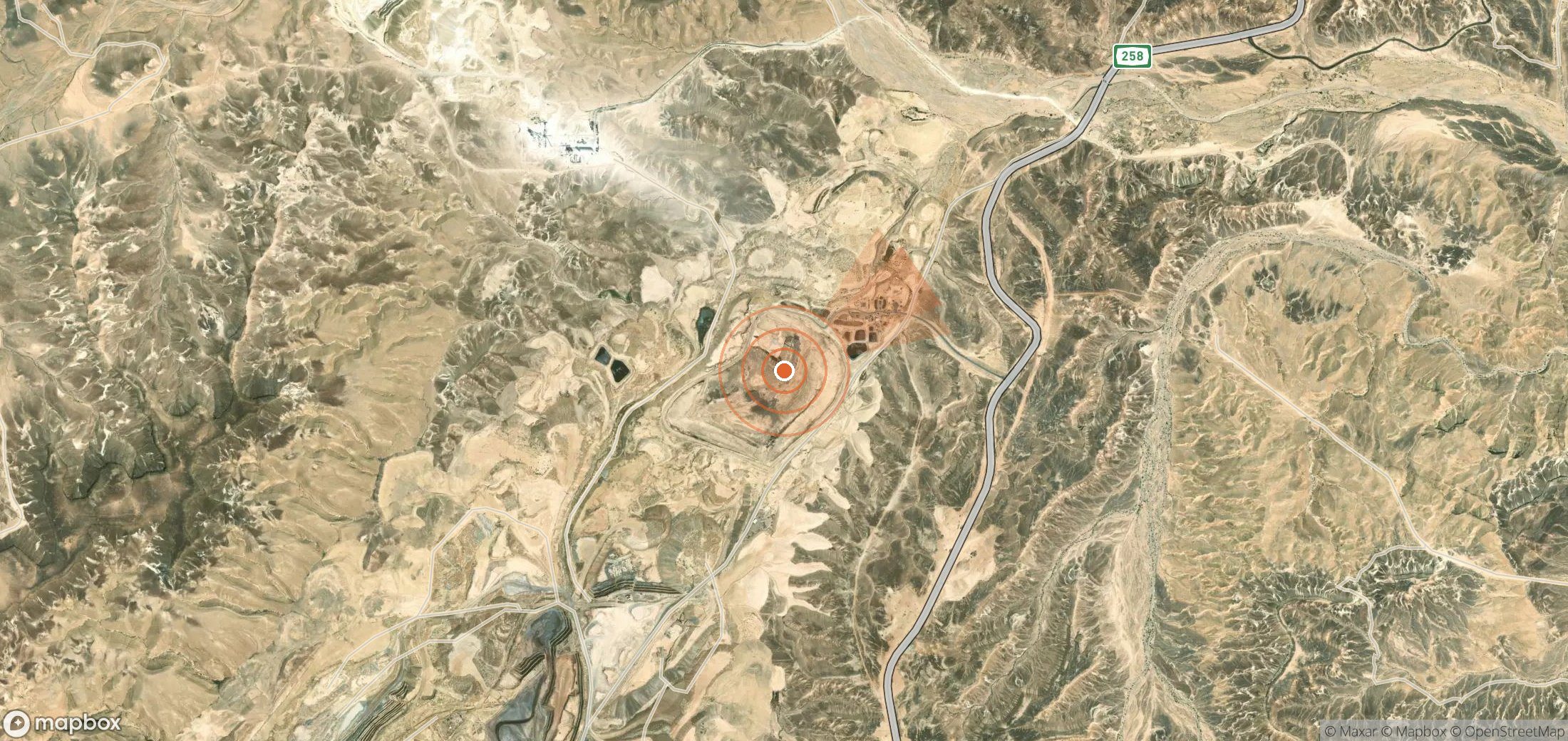Mapa satelital de plumas de metano en Israel
